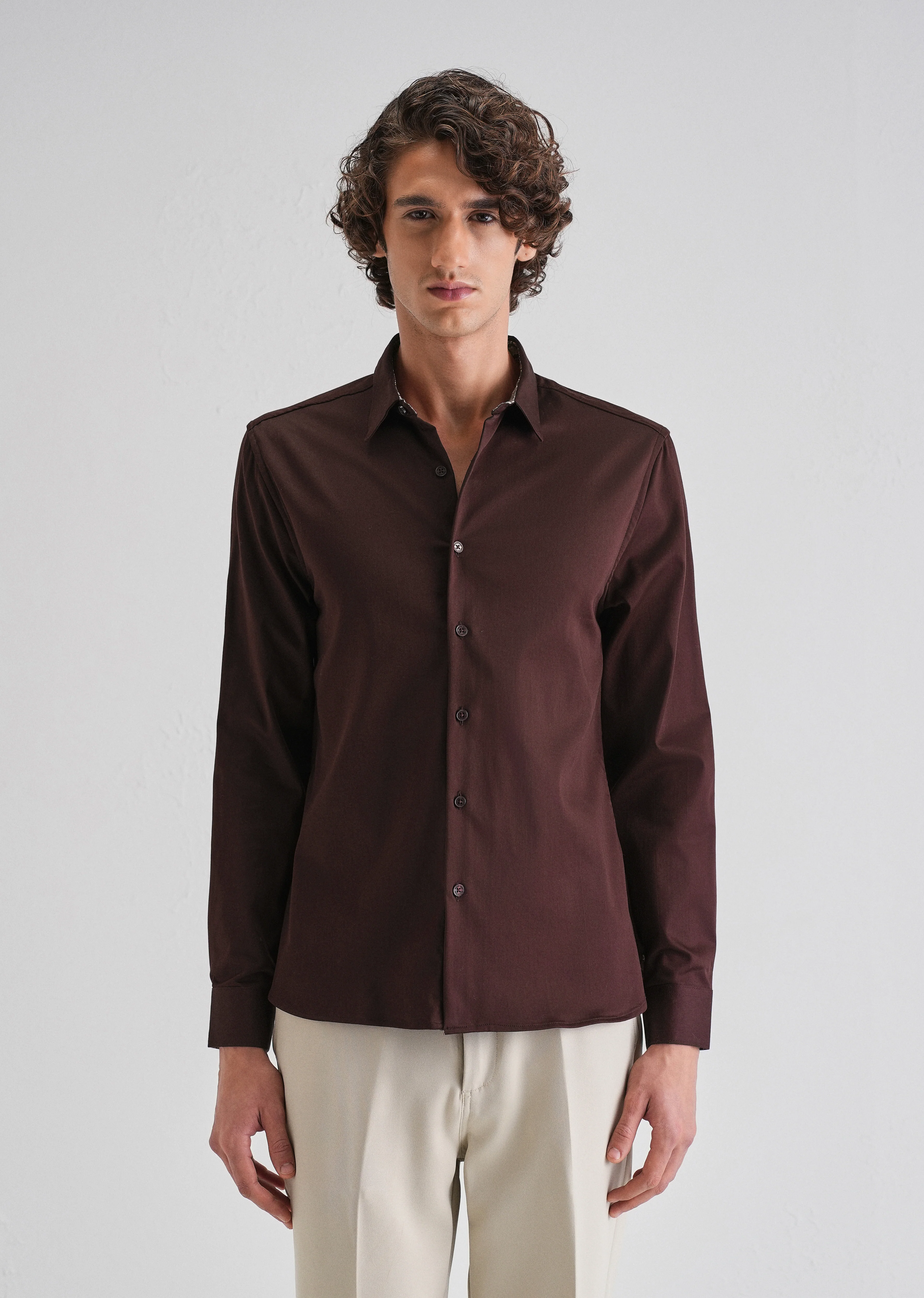 Maroon Printed Cuff Shirt - Image 3