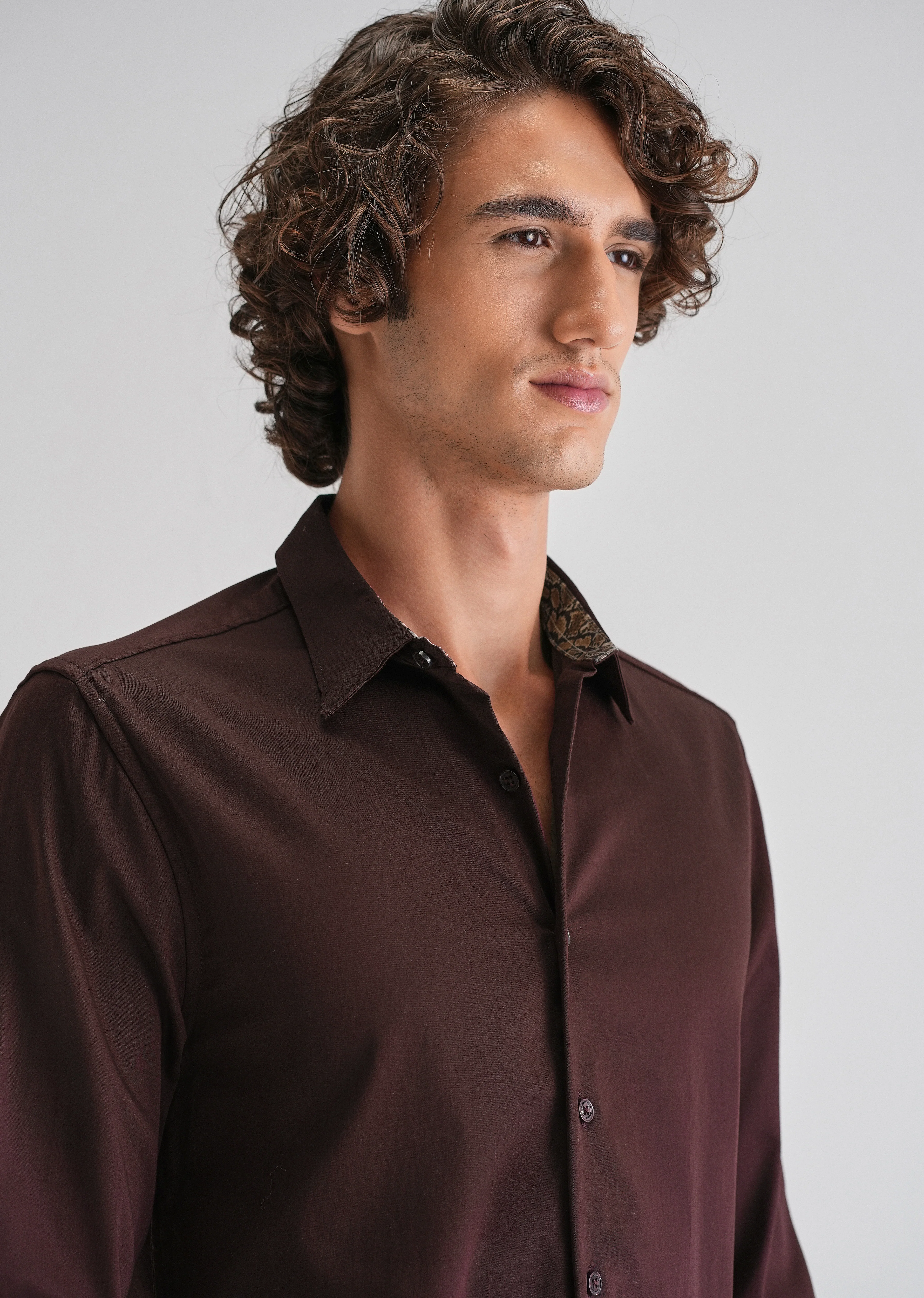 Maroon Printed Cuff Shirt - Image 5