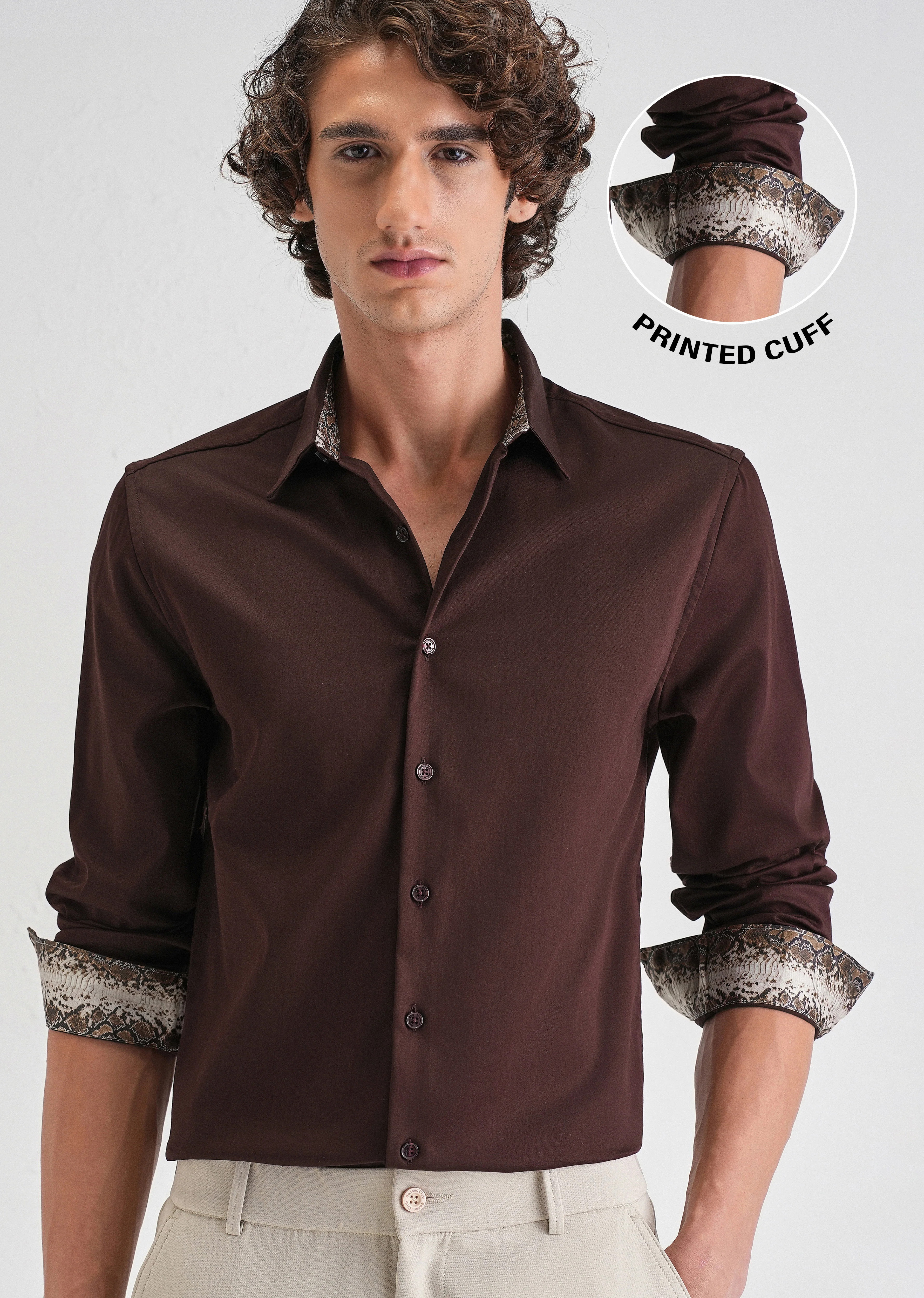 Maroon Printed Cuff Shirt - Image 7