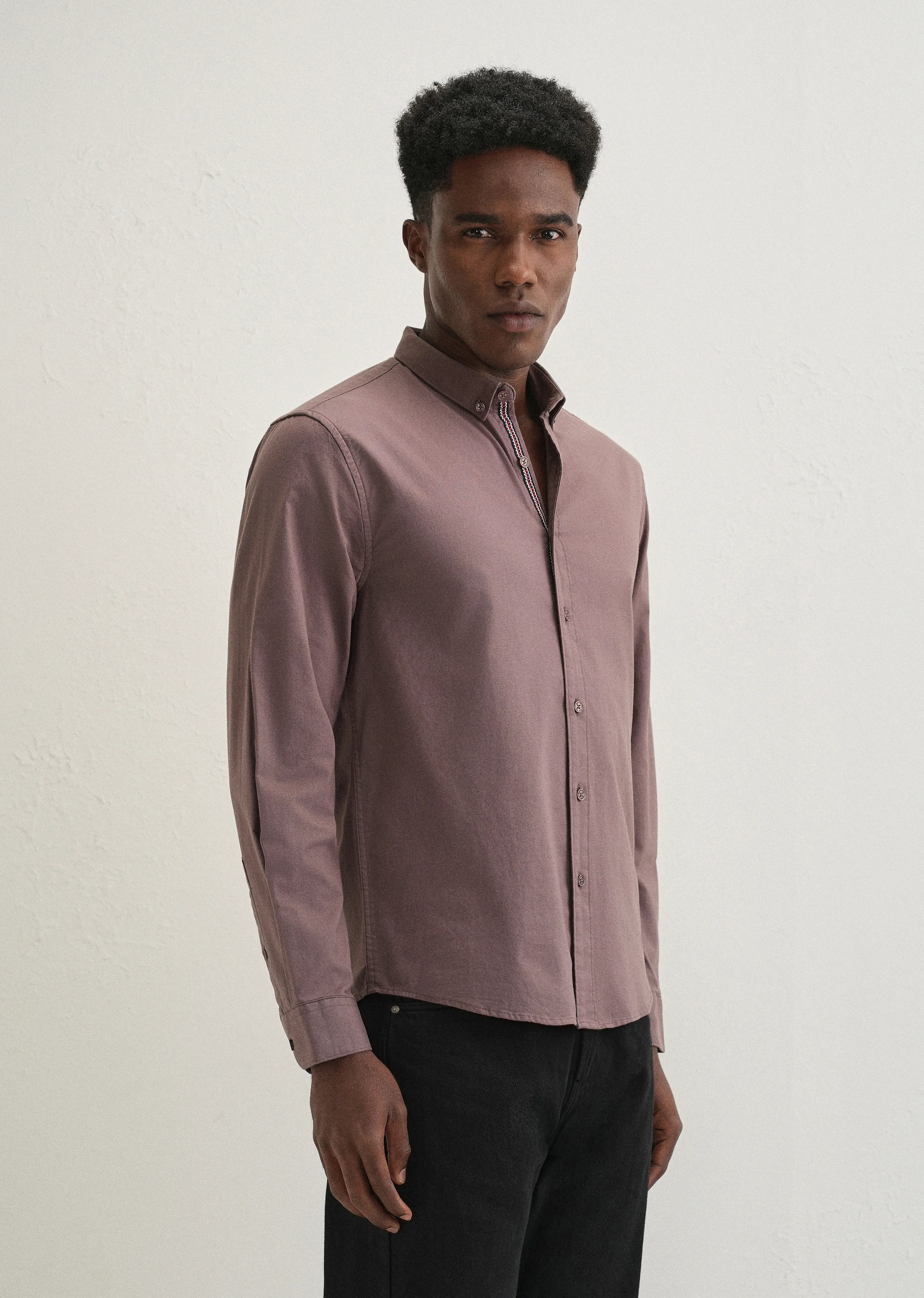 Mauve Contrast Placket Shirt - Image 5