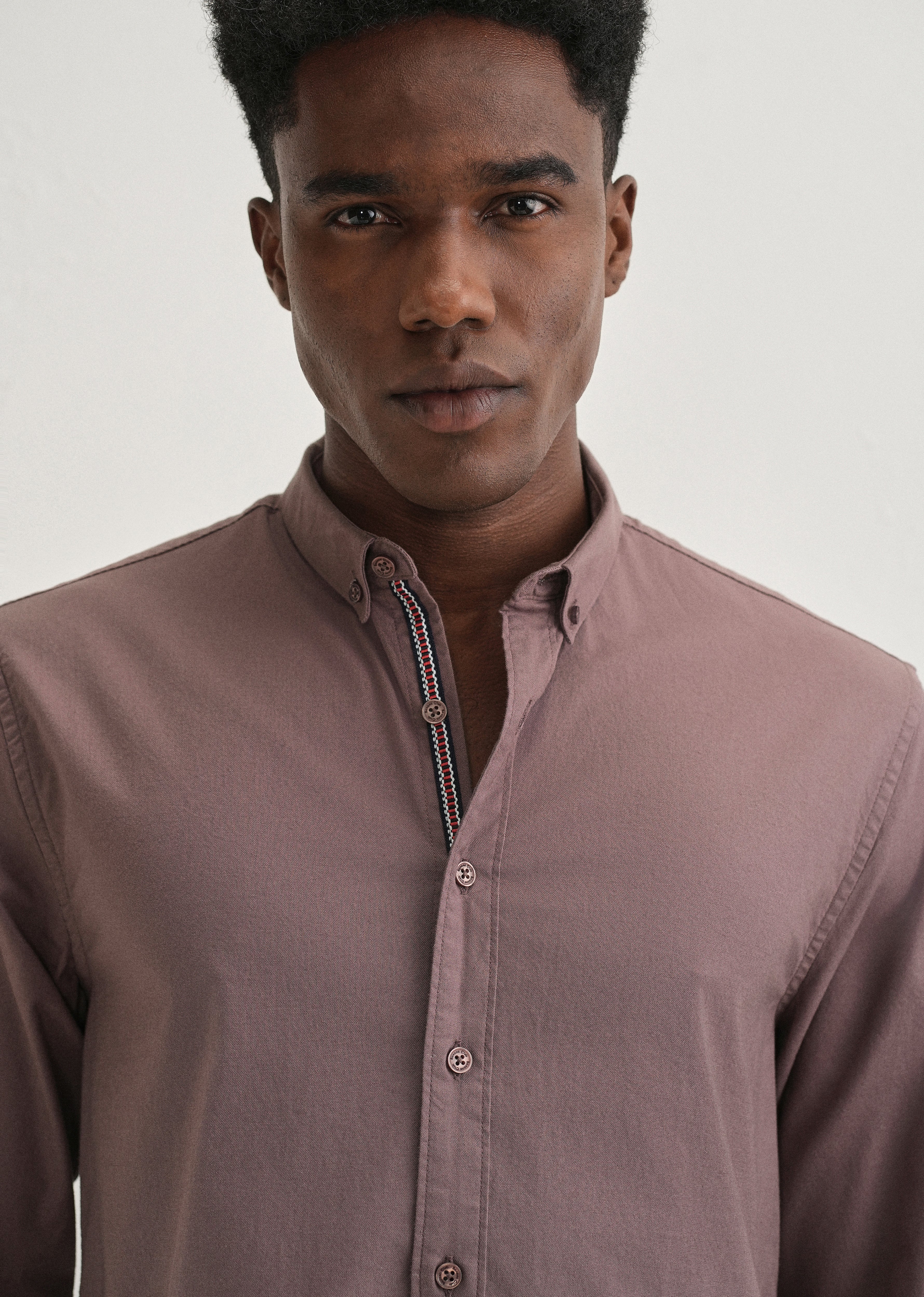 Mauve Contrast Placket Shirt - Image 6