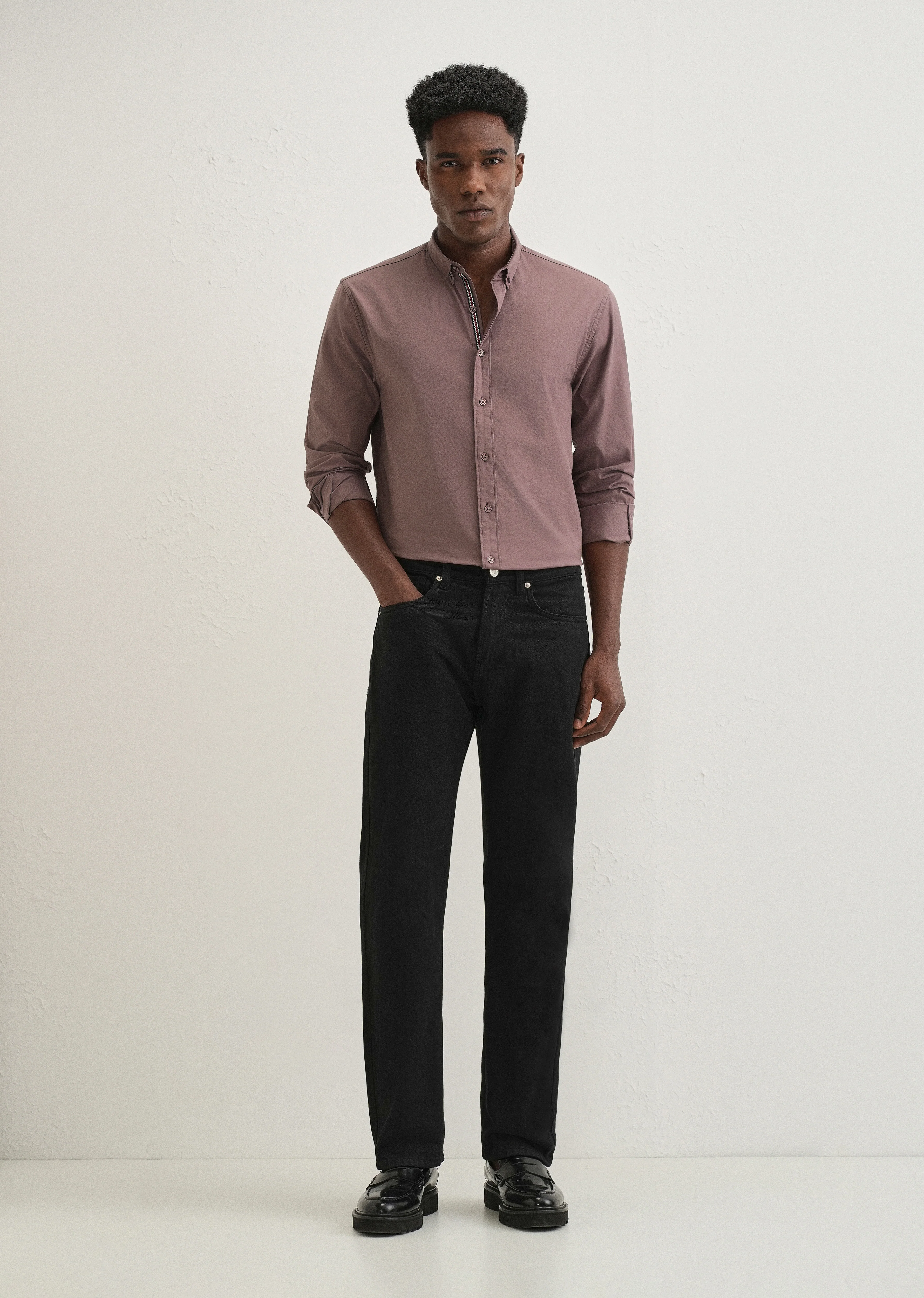 Mauve Contrast Placket Shirt - Image 7