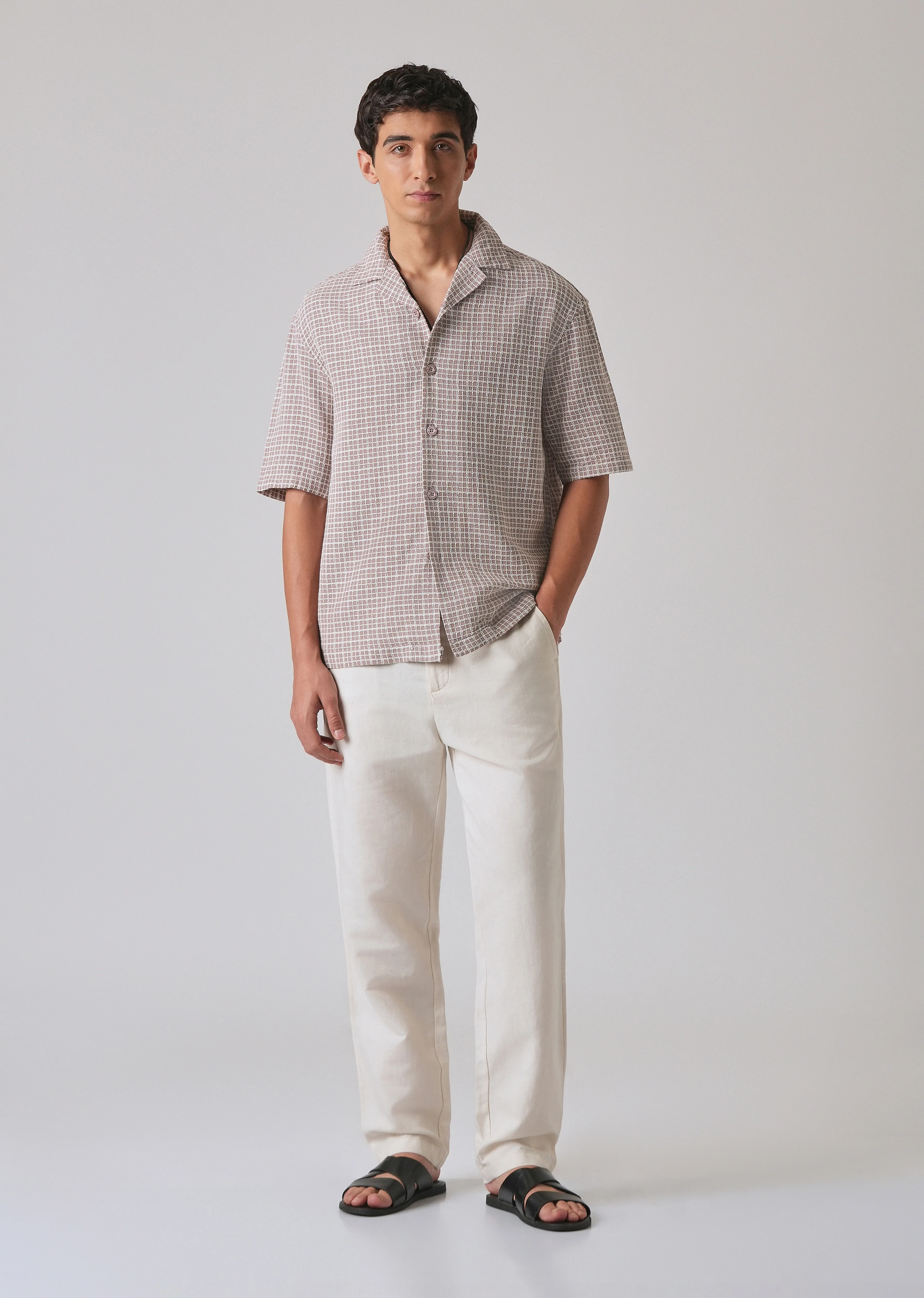 Mauve Cotton Chenille Check Shirt - Image 6