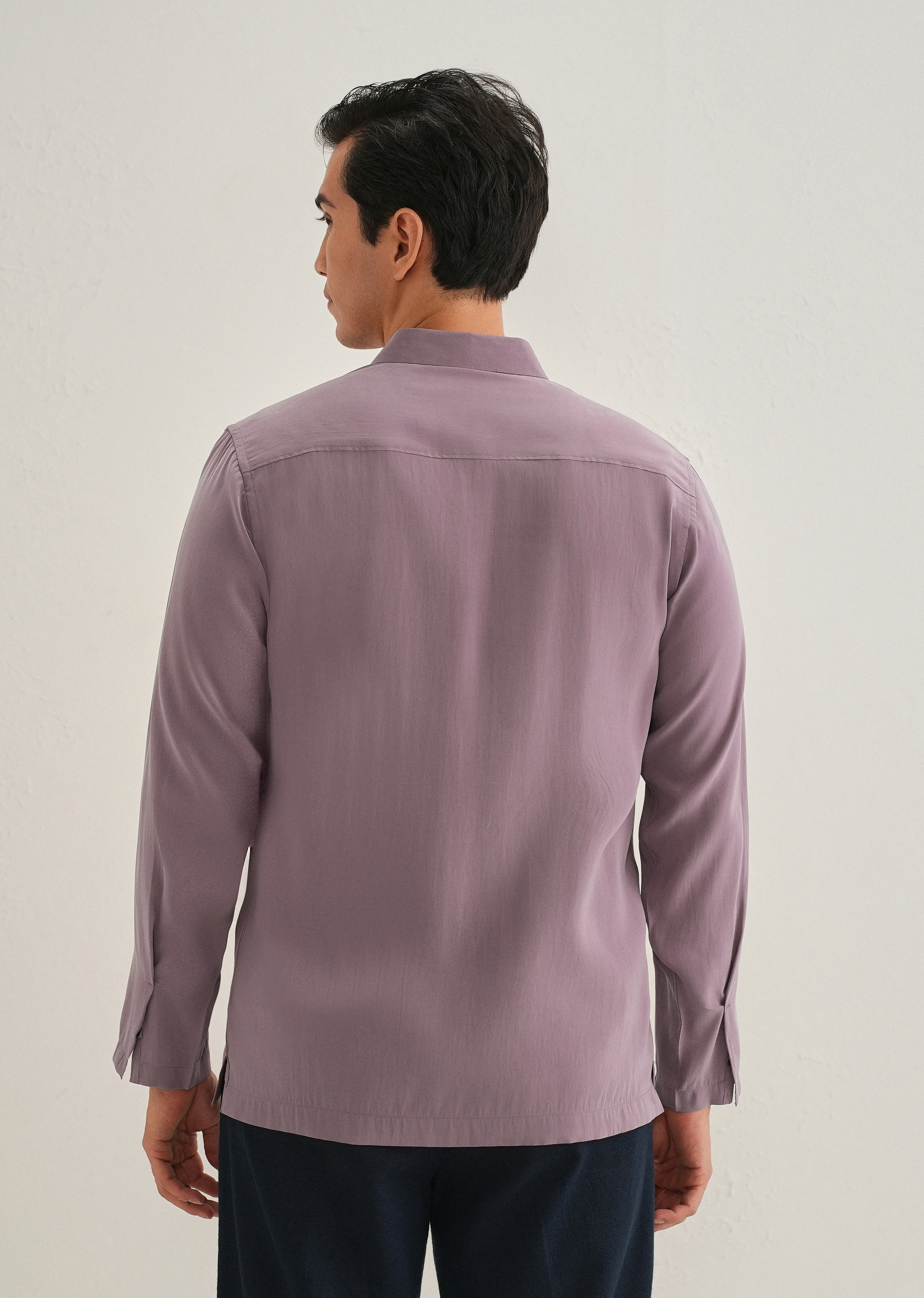Mauve Loop Button-Down Plain Shirt - Image 4