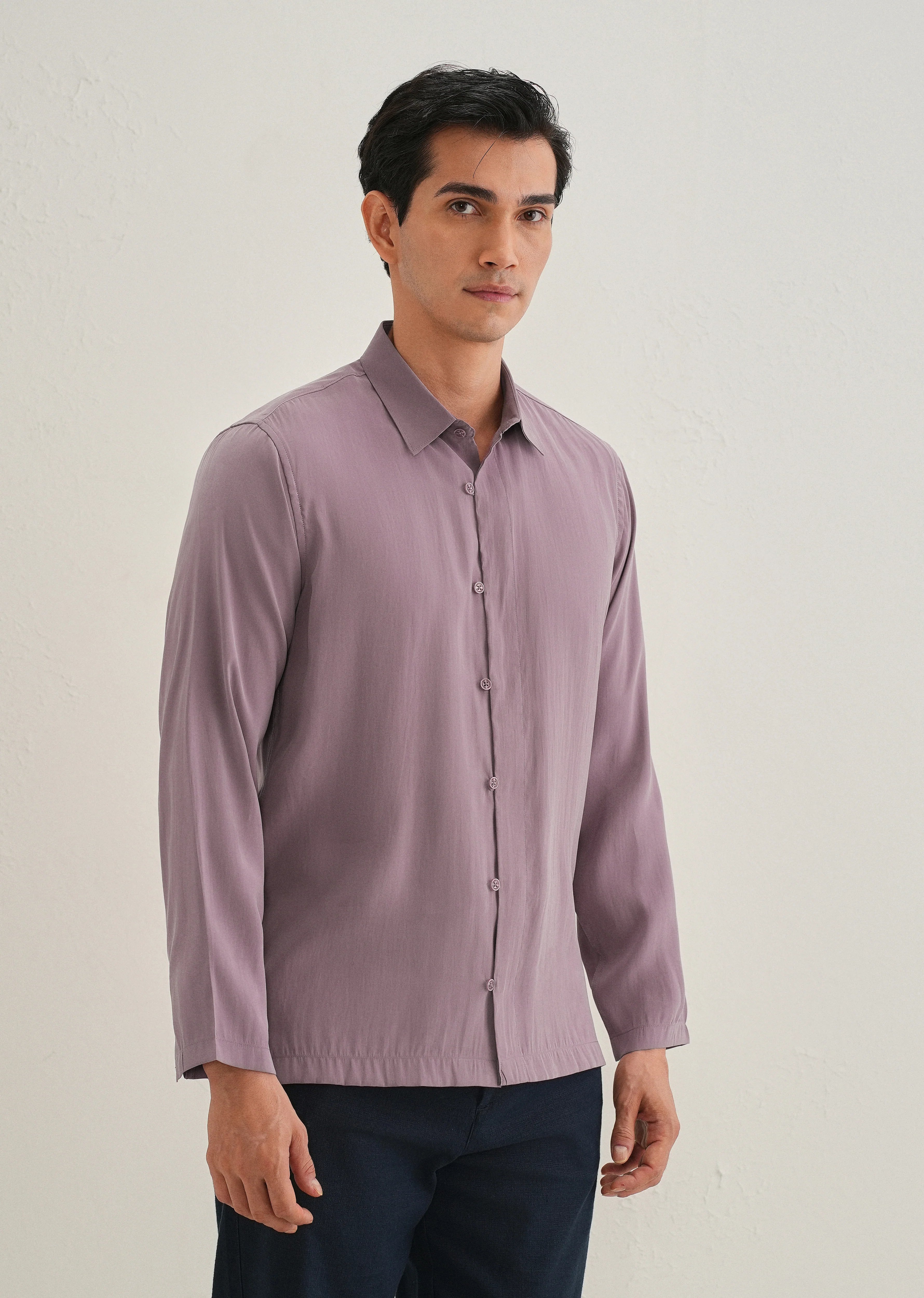 Mauve Loop Button-Down Plain Shirt - Image 5