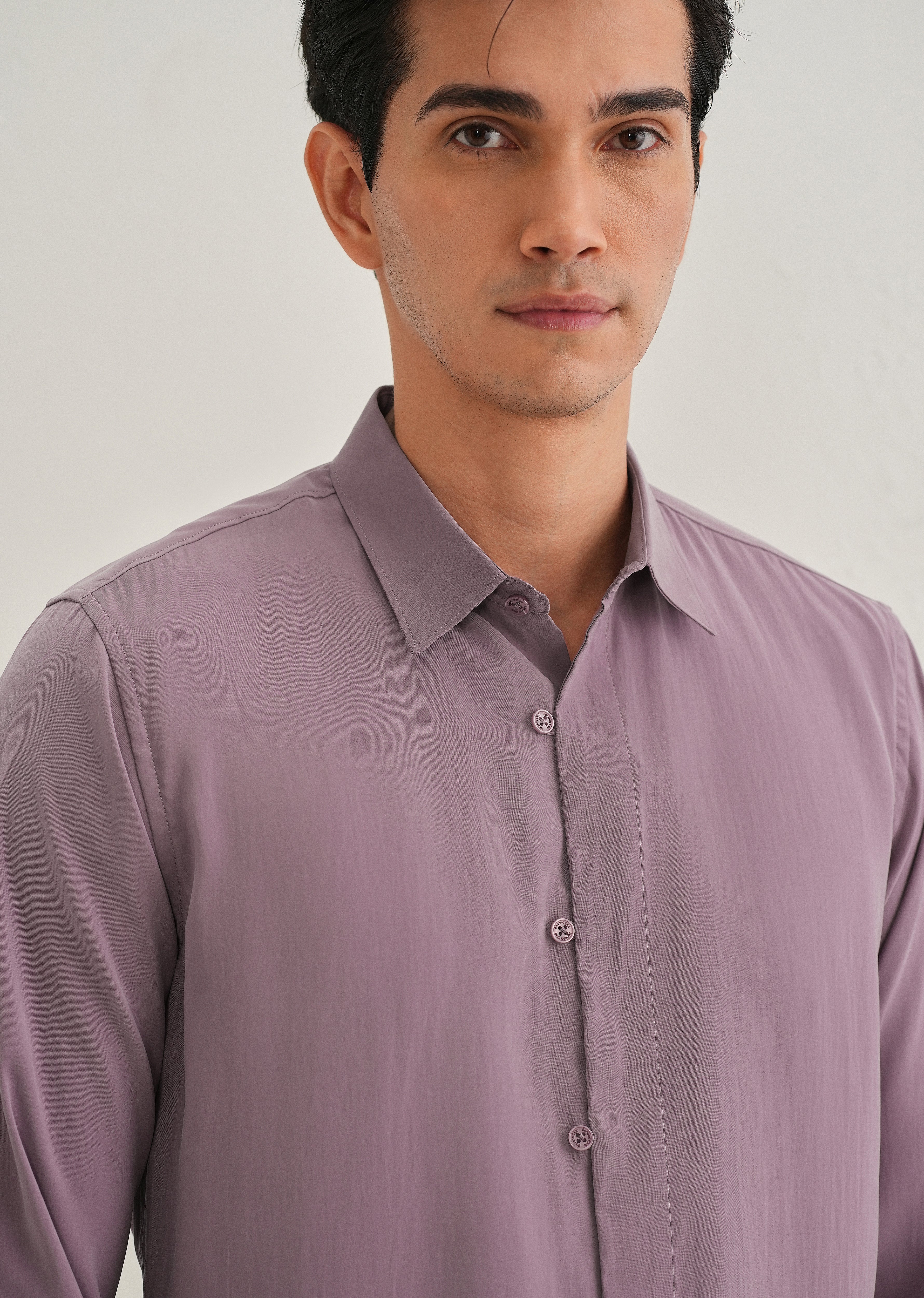 Mauve Loop Button-Down Plain Shirt - Image 6