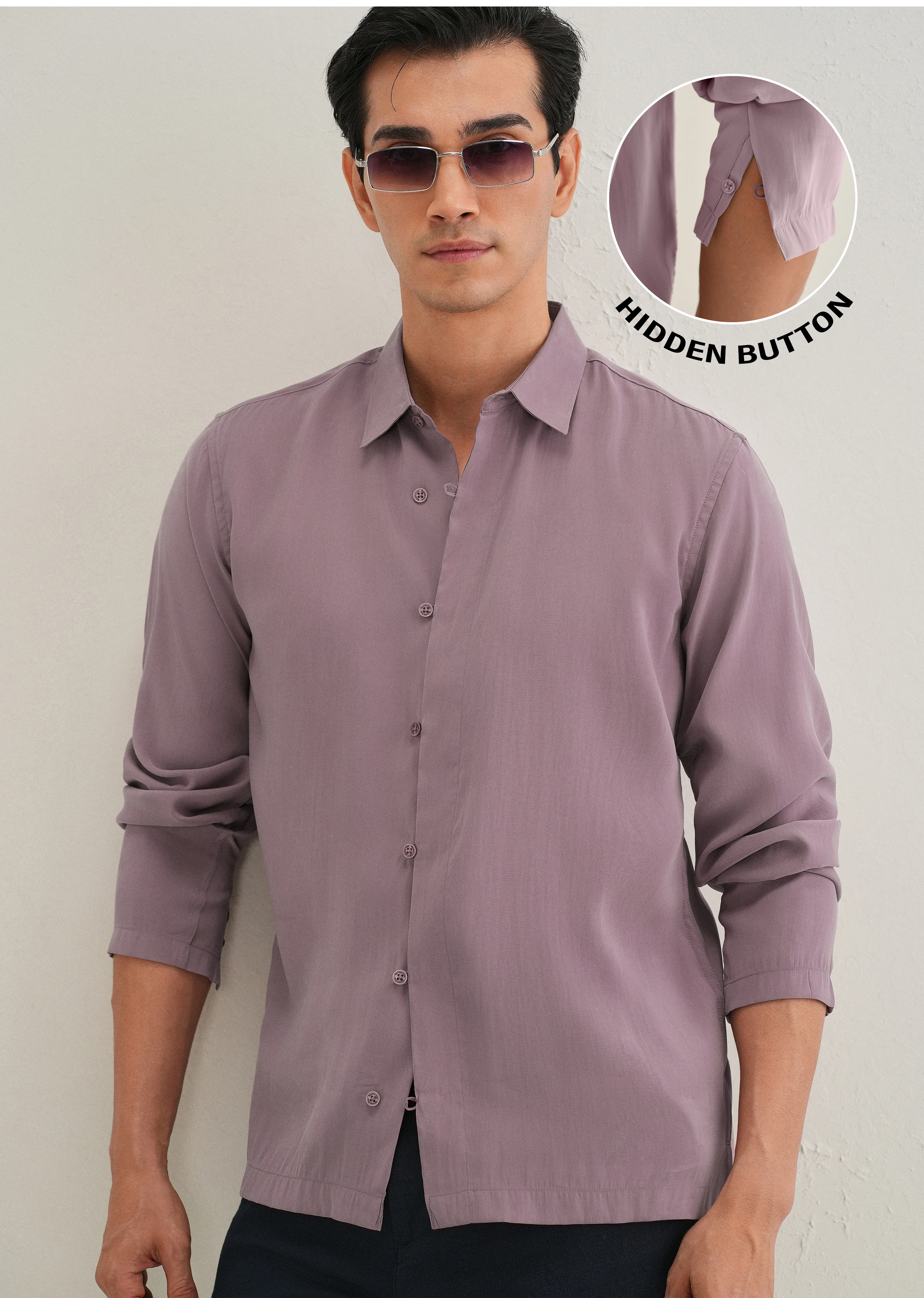 Mauve Loop Button-Down Plain Shirt - Image 8
