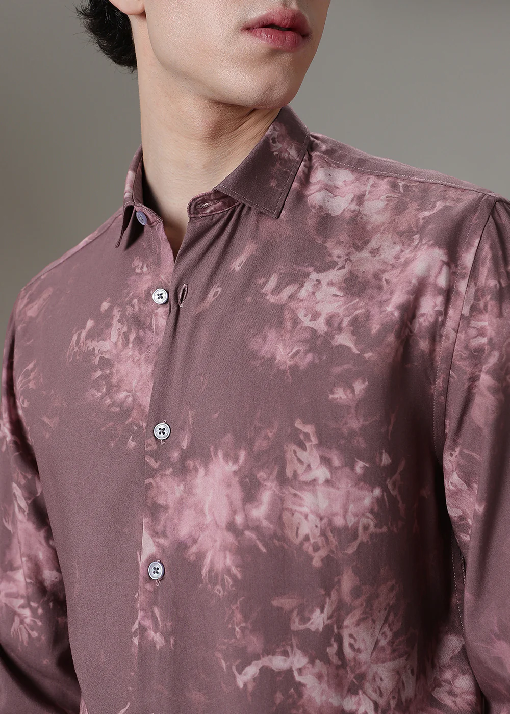 Mauve Pink Abstract Printed Shirt - Image 2
