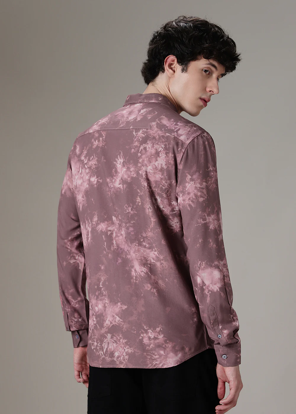 Mauve Pink Abstract Printed Shirt - Image 4