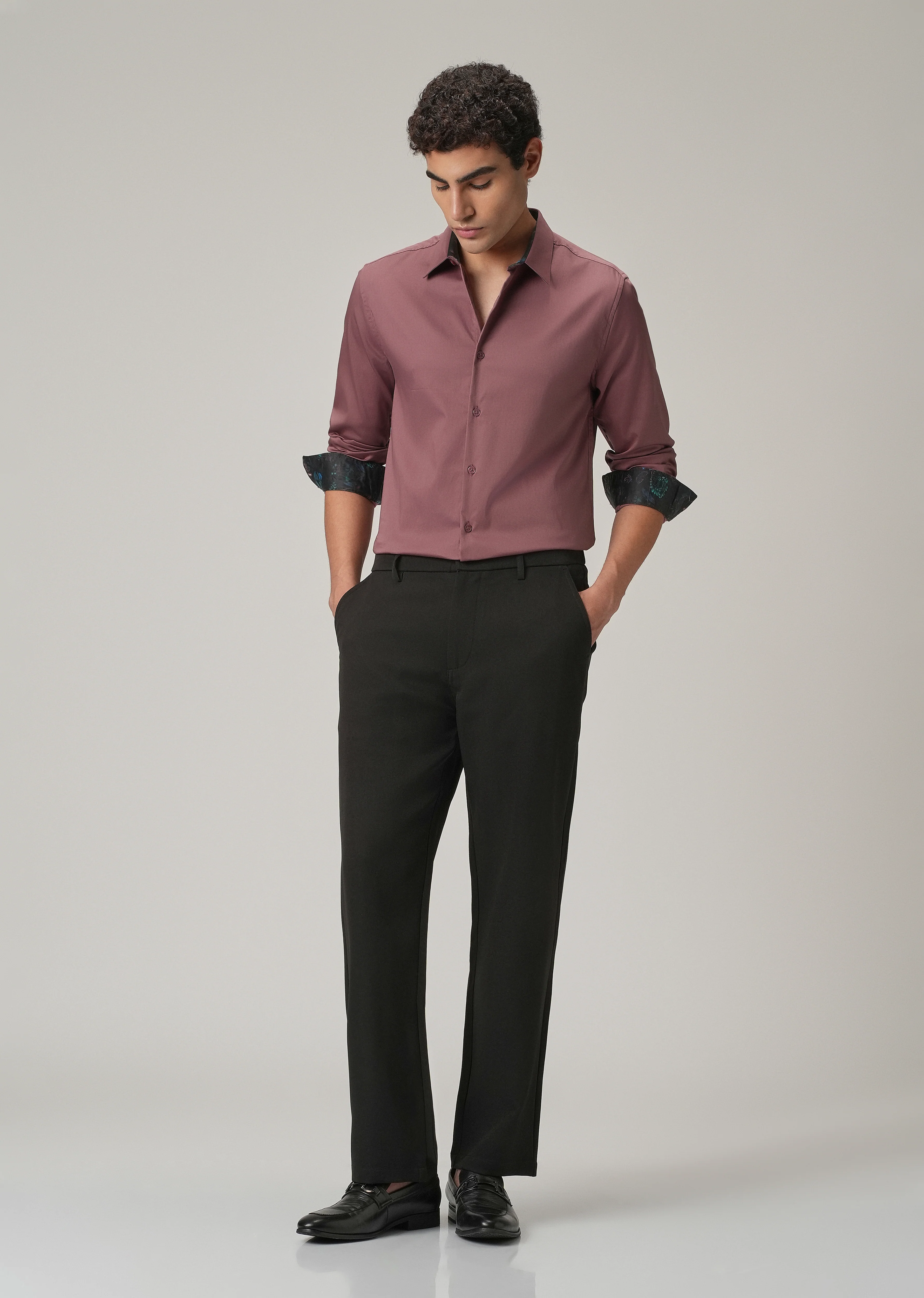 Mauve Pink Printed Cuff Shirt - Image 6