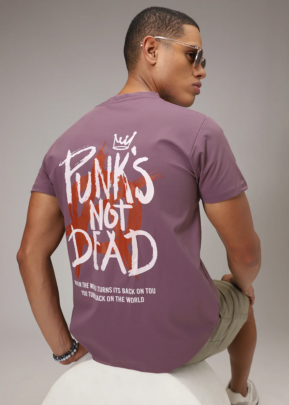 Mauve Pink Printed T-Shirt - Image 2