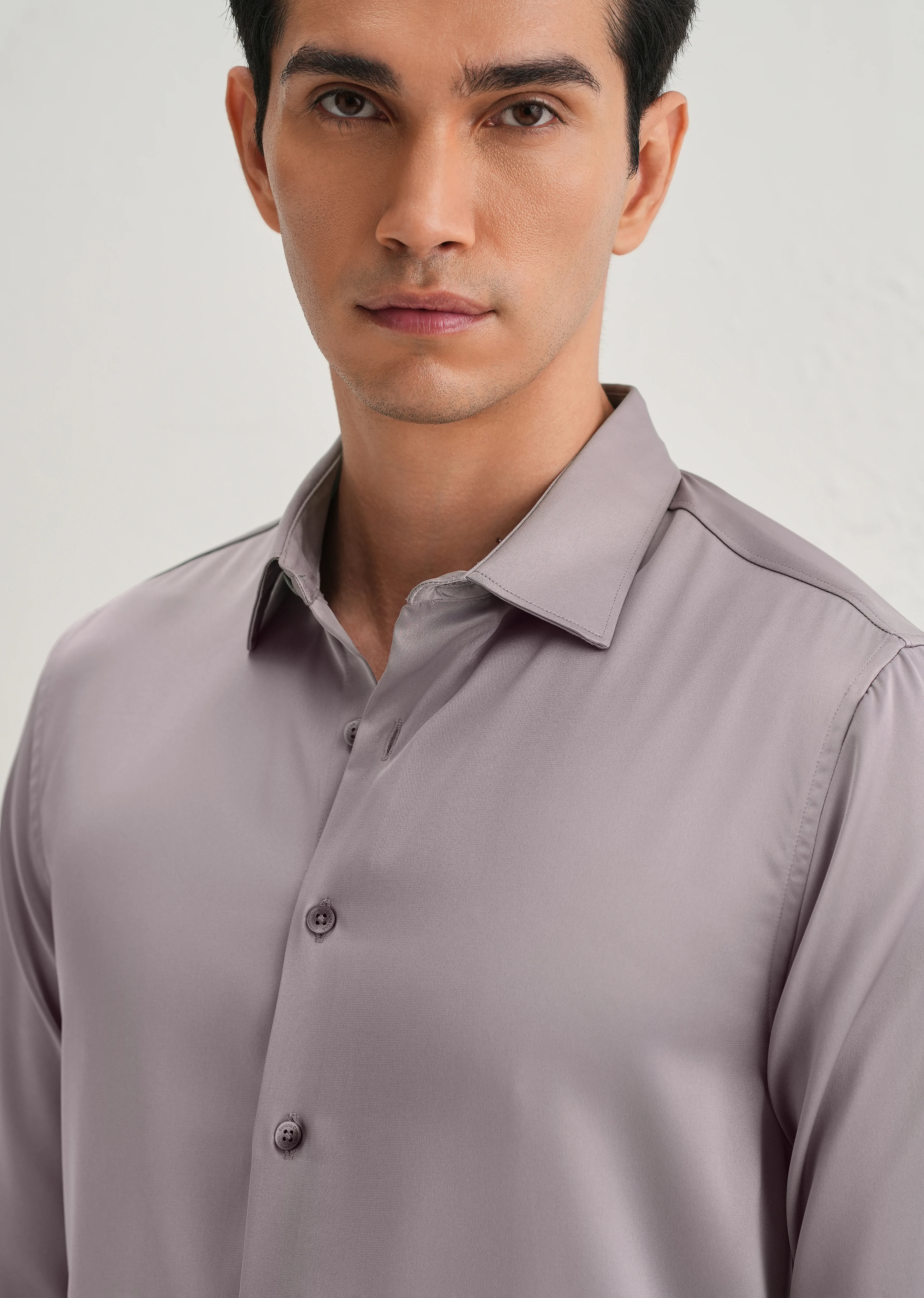 Mauve Premium Satin-Finish Plain Shirt - Image 2