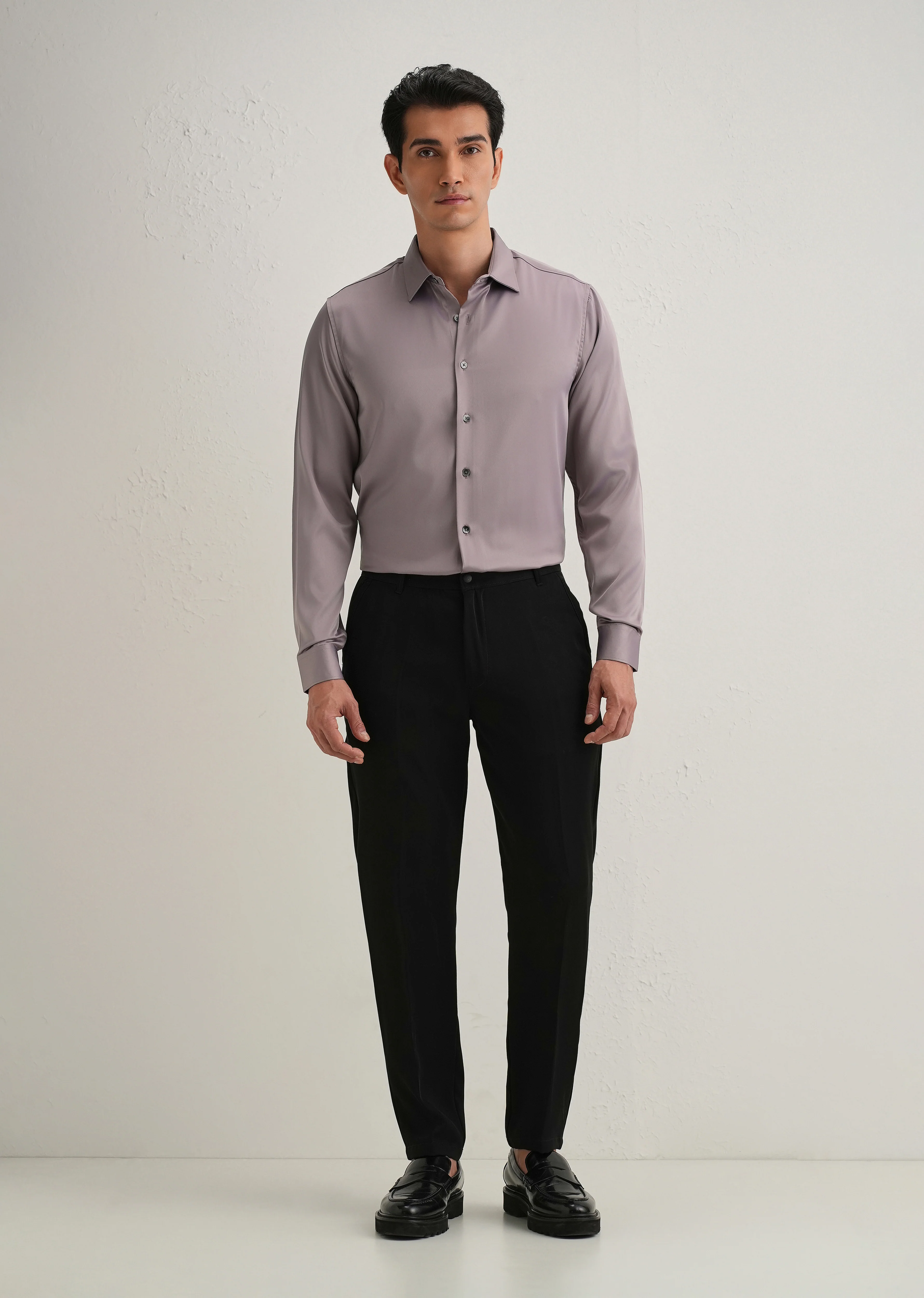 Mauve Premium Satin-Finish Plain Shirt - Image 6