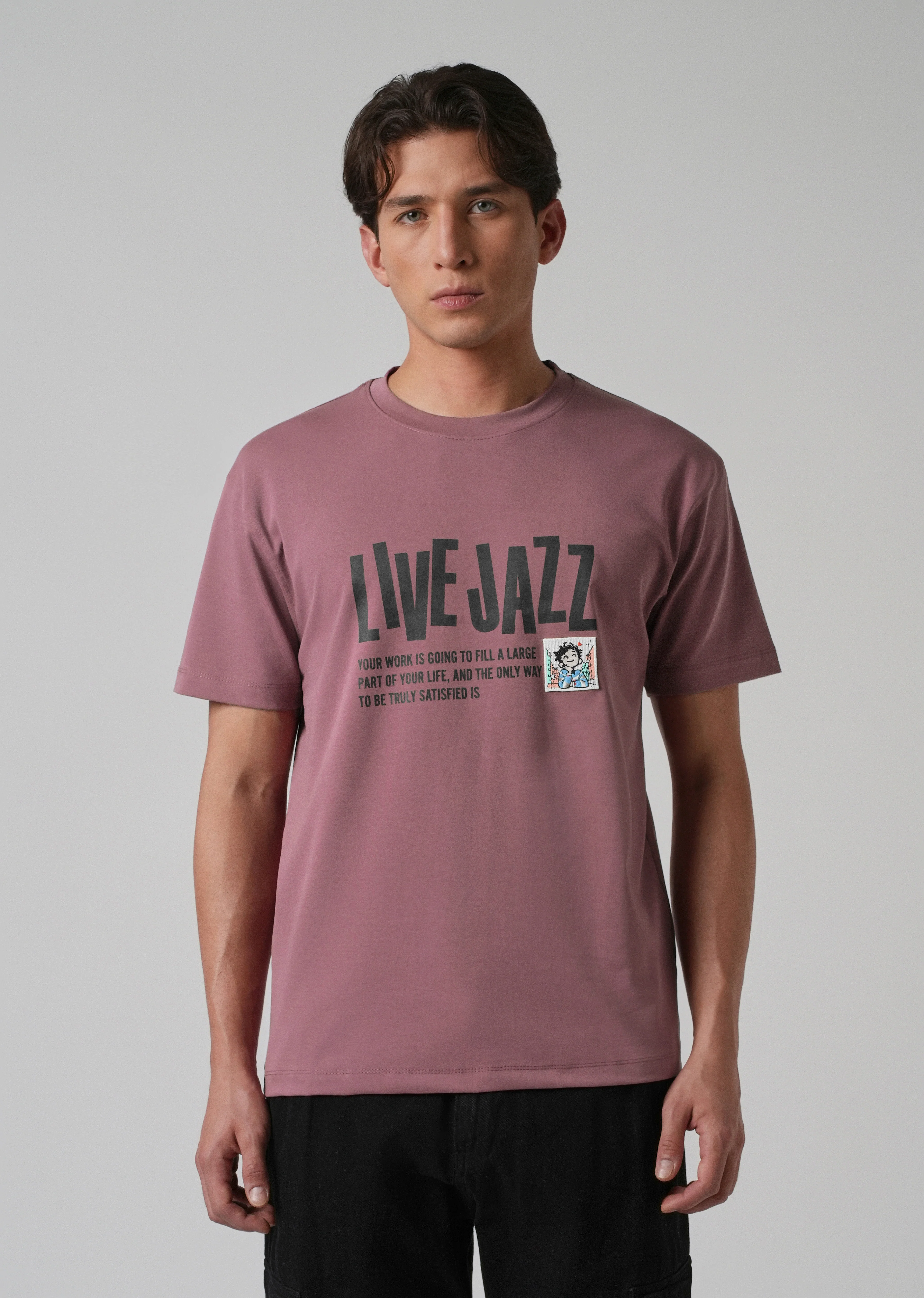 Mauve Printed Slim Fit T-shirt - Image 3