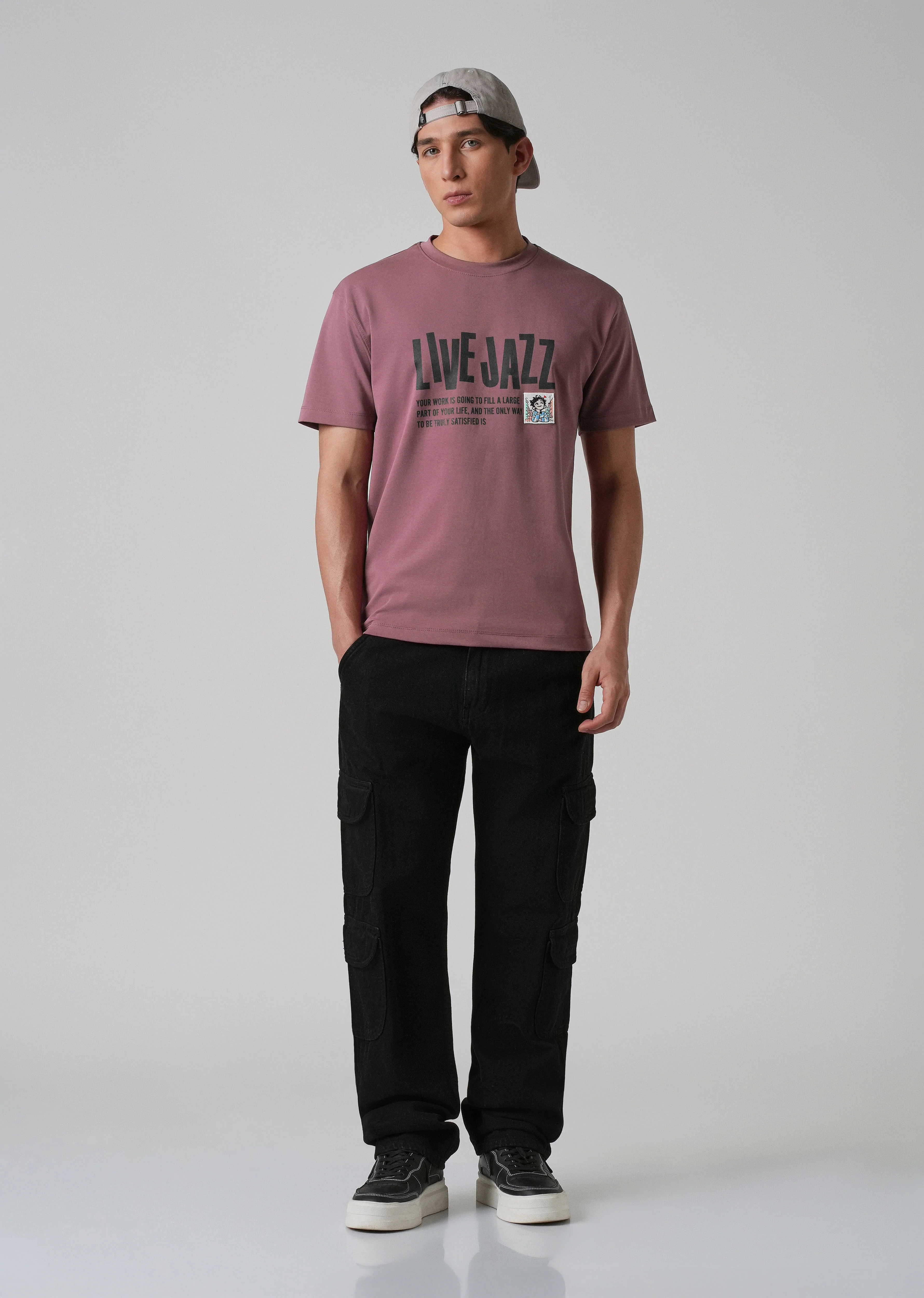 Mauve Printed Slim Fit T-shirt - Image 6