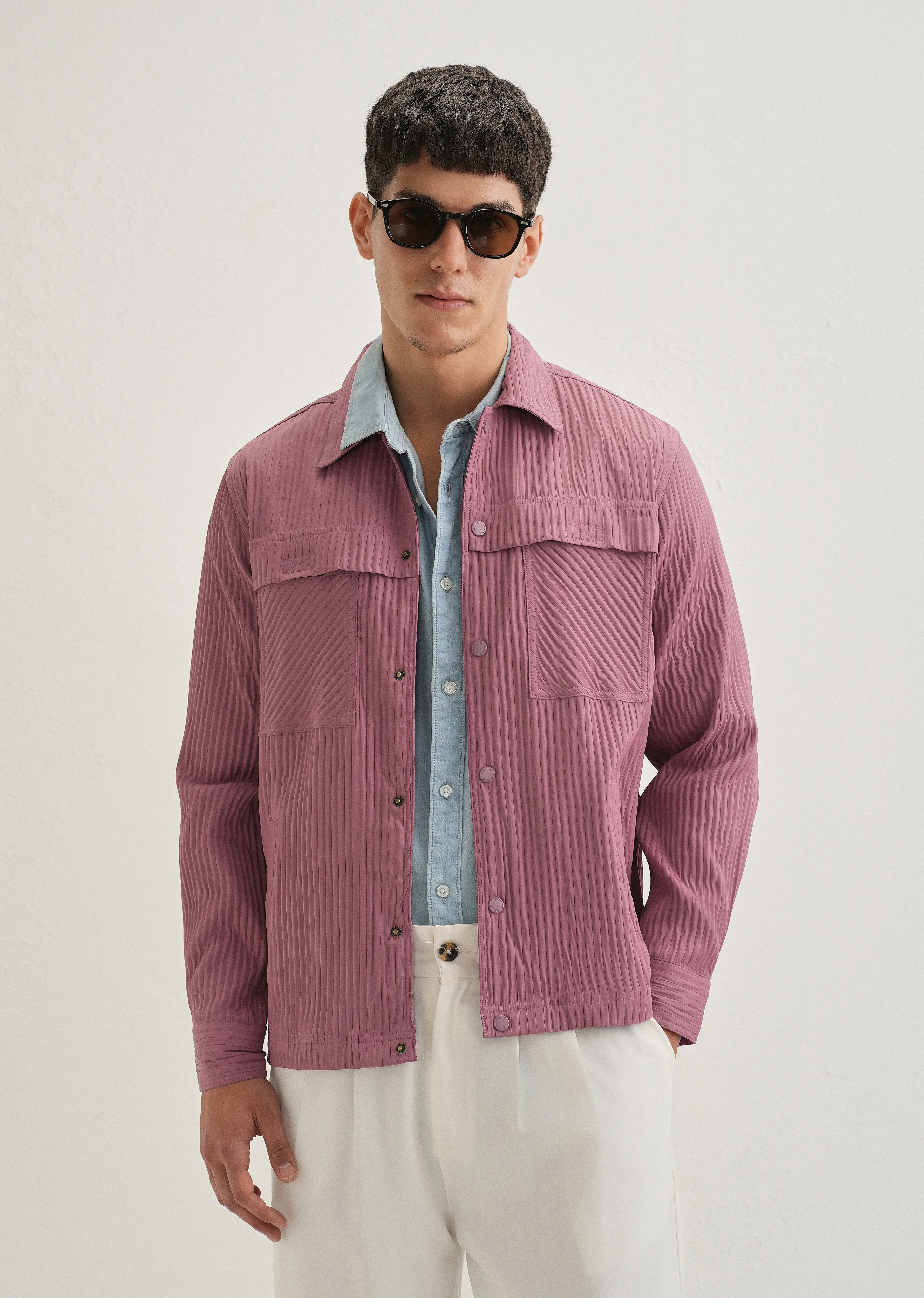 Mauve Textured Utility Shacket - Image 2