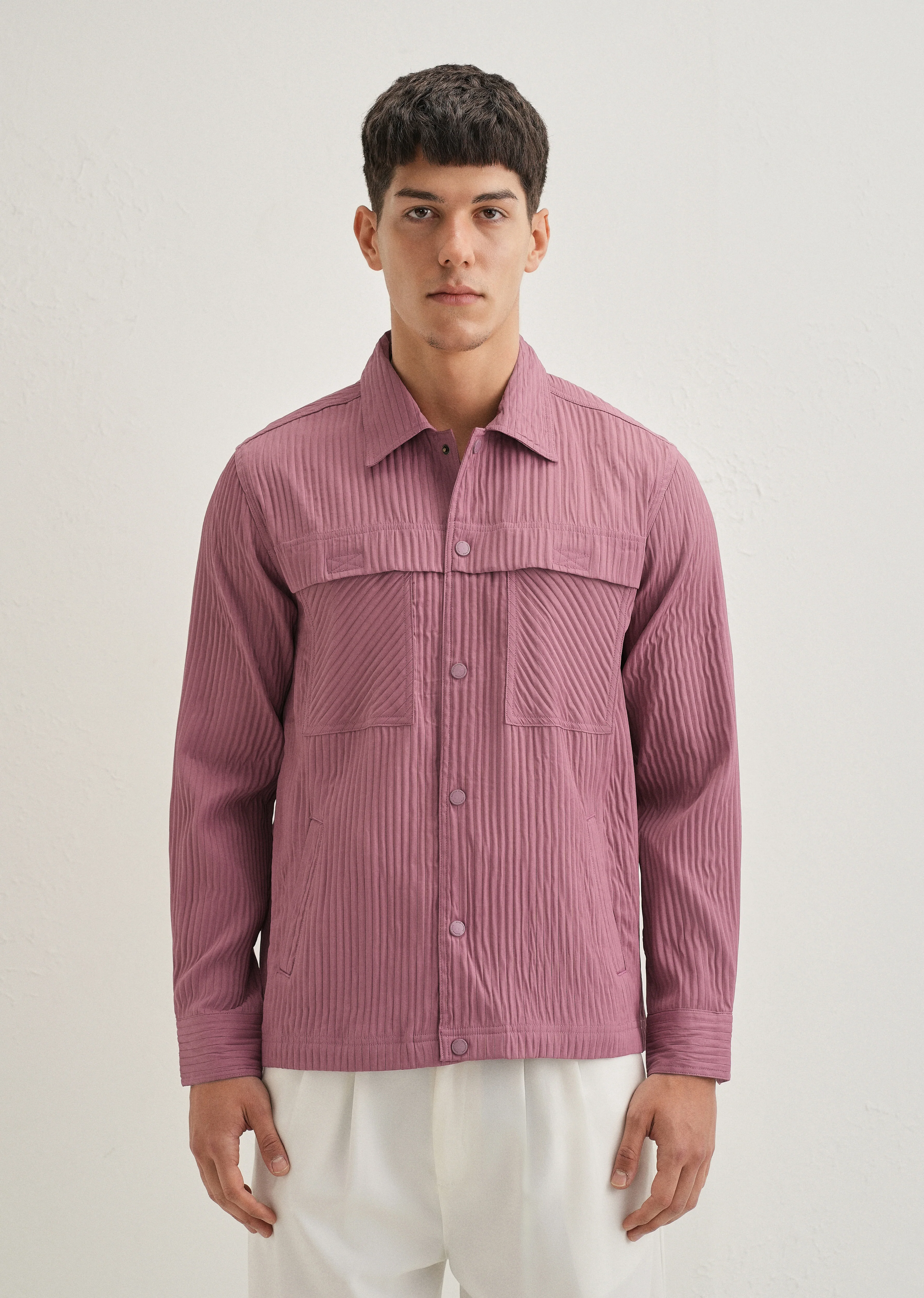 Mauve Textured Utility Shacket - Image 4