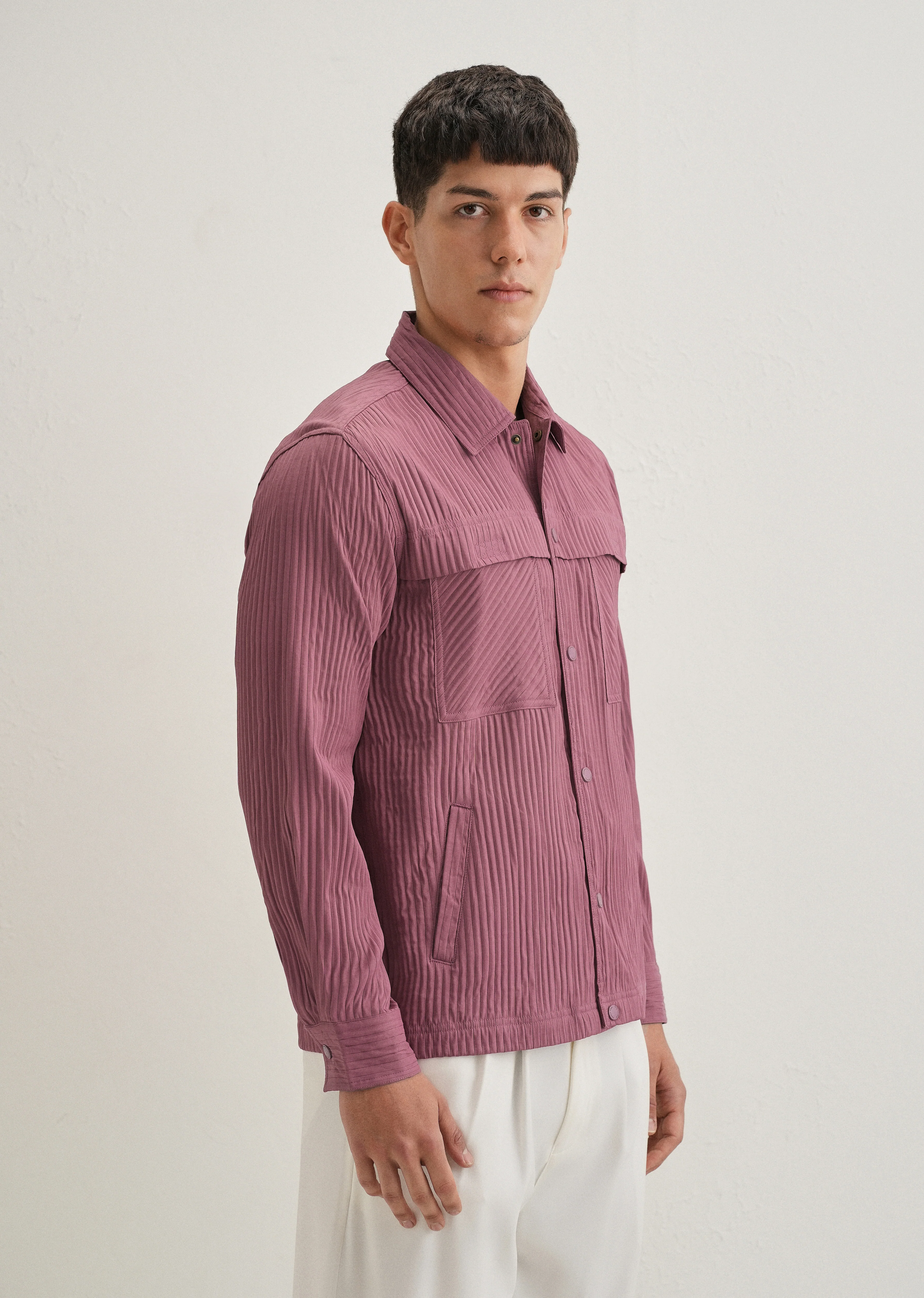 Mauve Textured Utility Shacket - Image 6