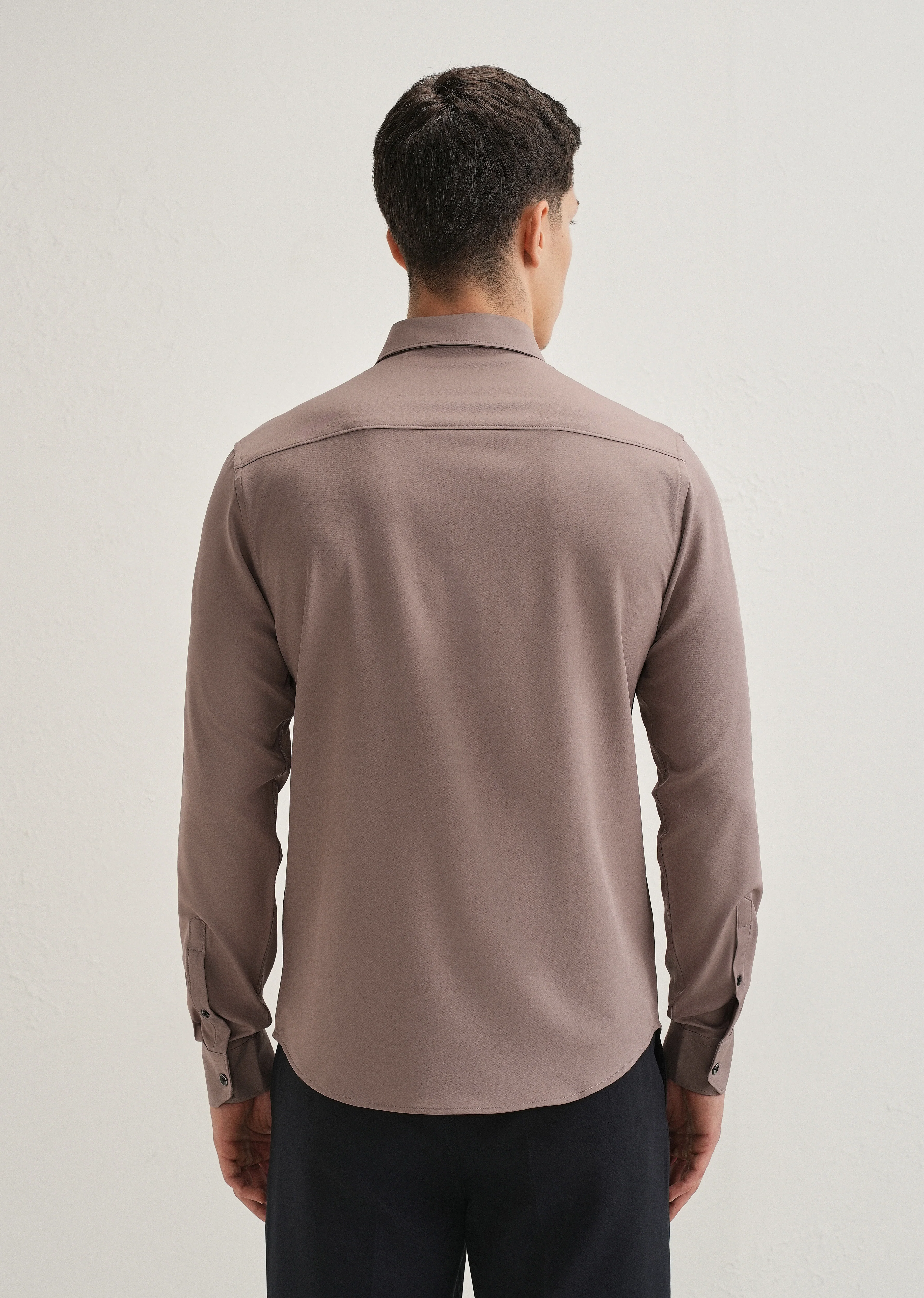 Mauve Wrinkle Free Plain Shirt - Image 3