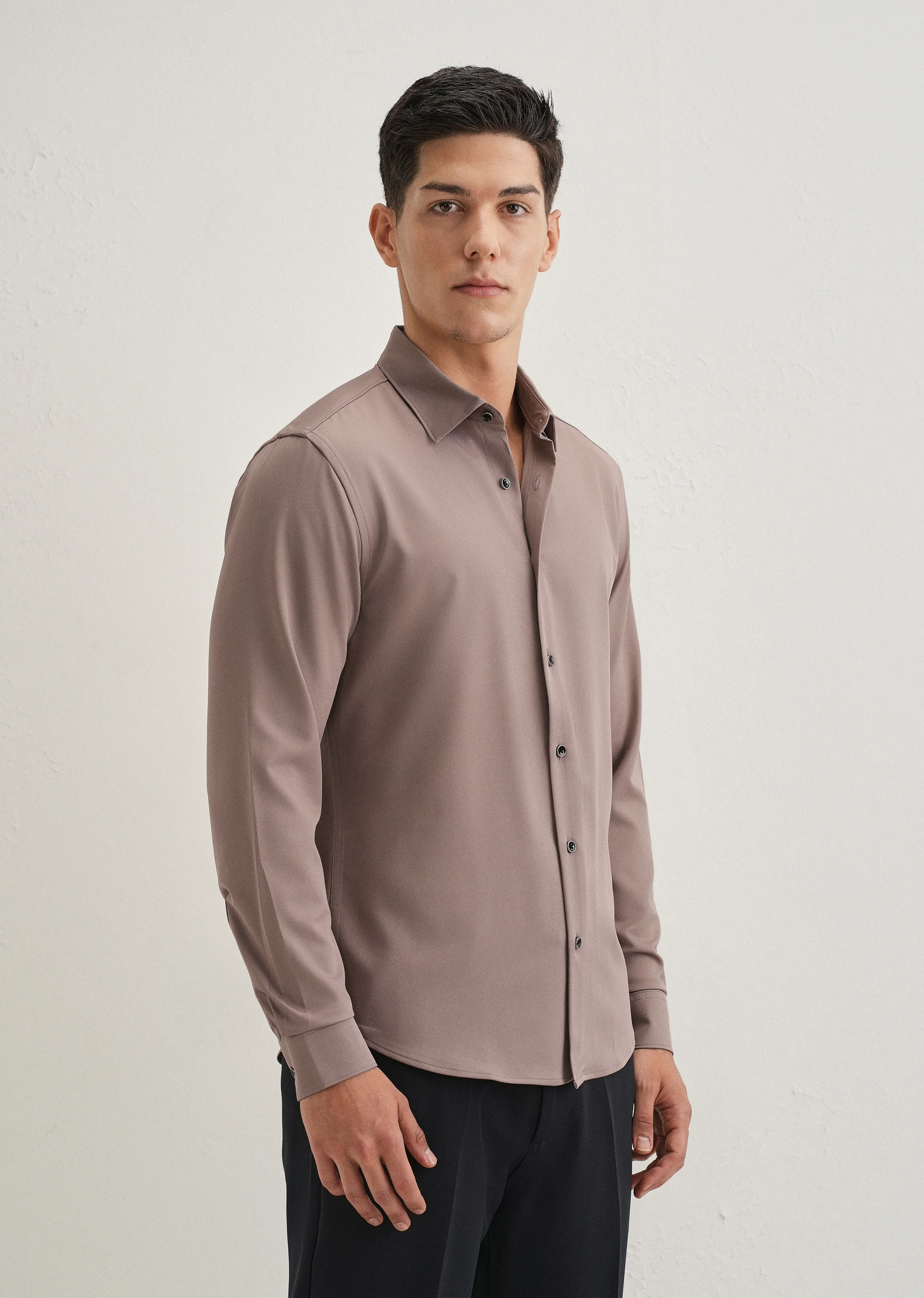 Mauve Wrinkle Free Plain Shirt - Image 5