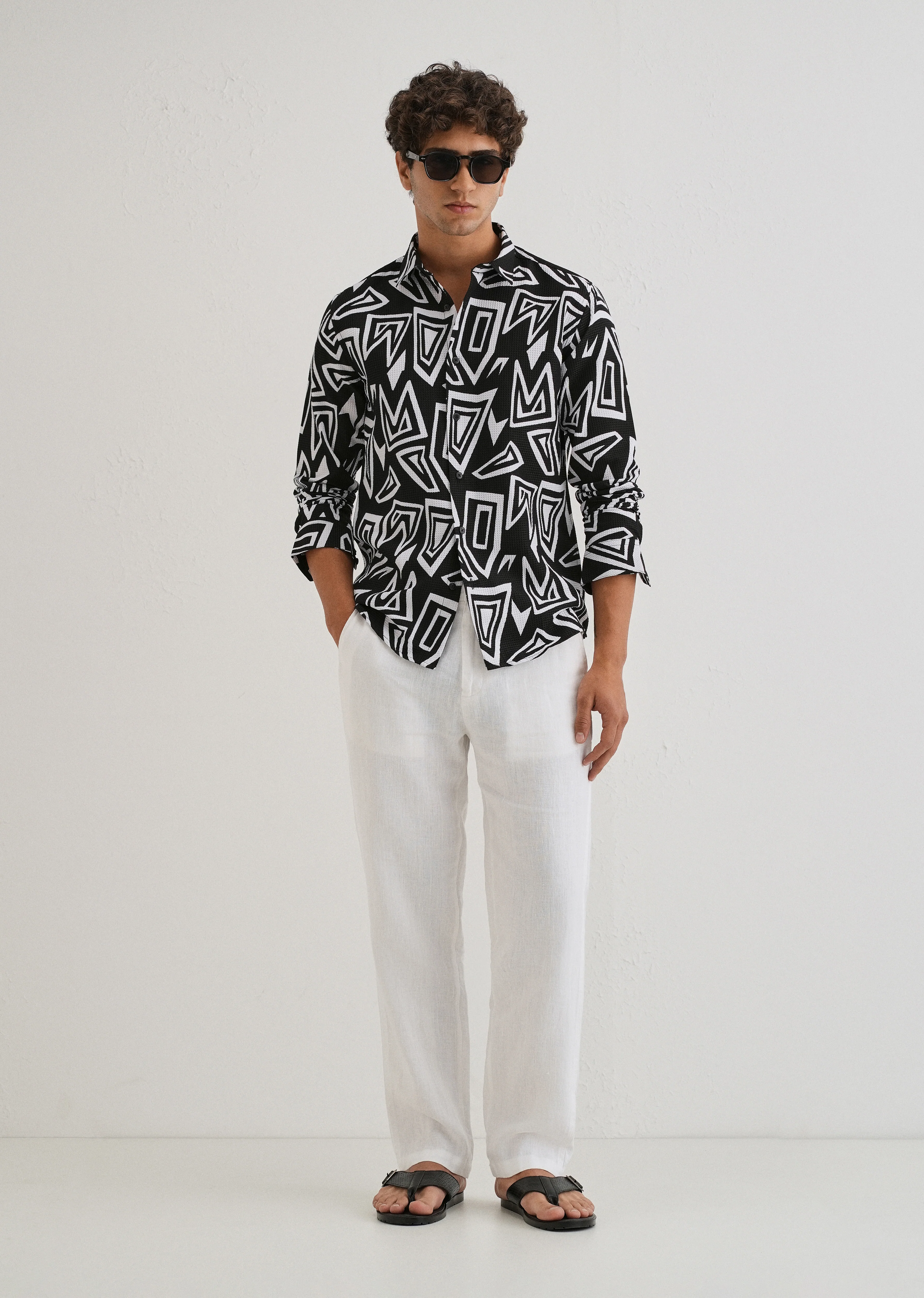 Maze Line Waffle Dobby Black Shirt - Image 6