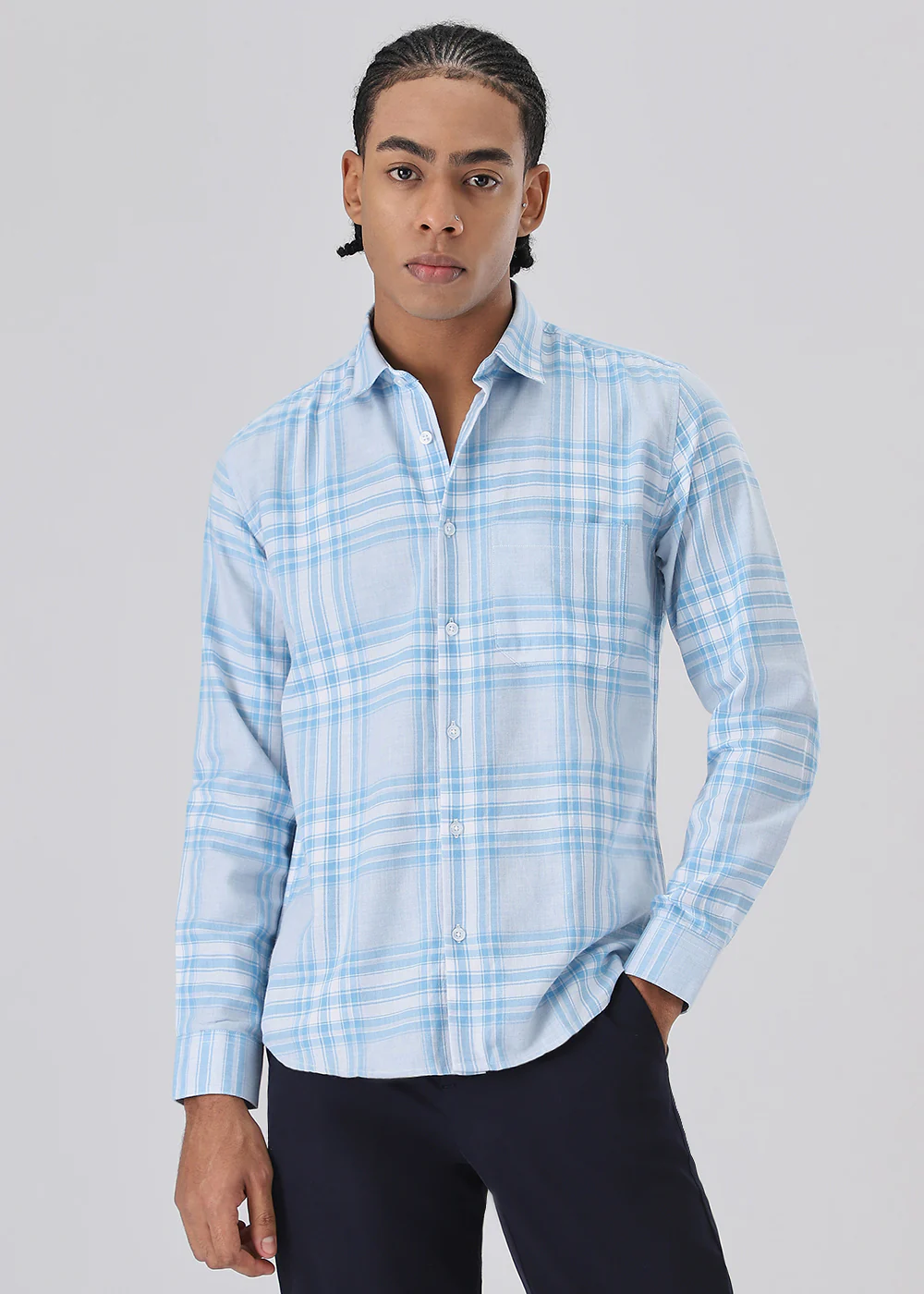 Melange Air Blue Check Shirt - Image 3