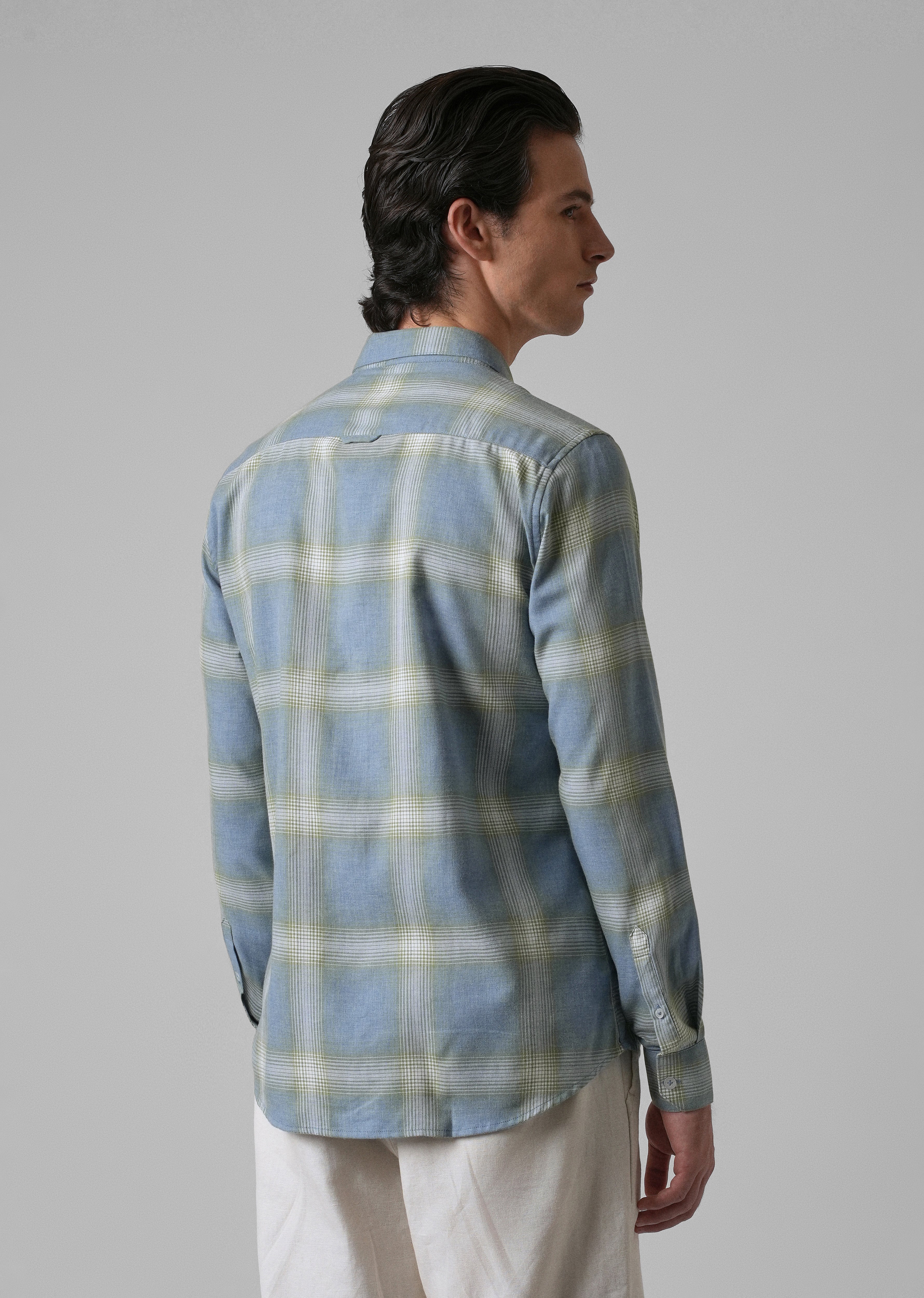 Melange Blue Bonnet Check Shirt - Image 3