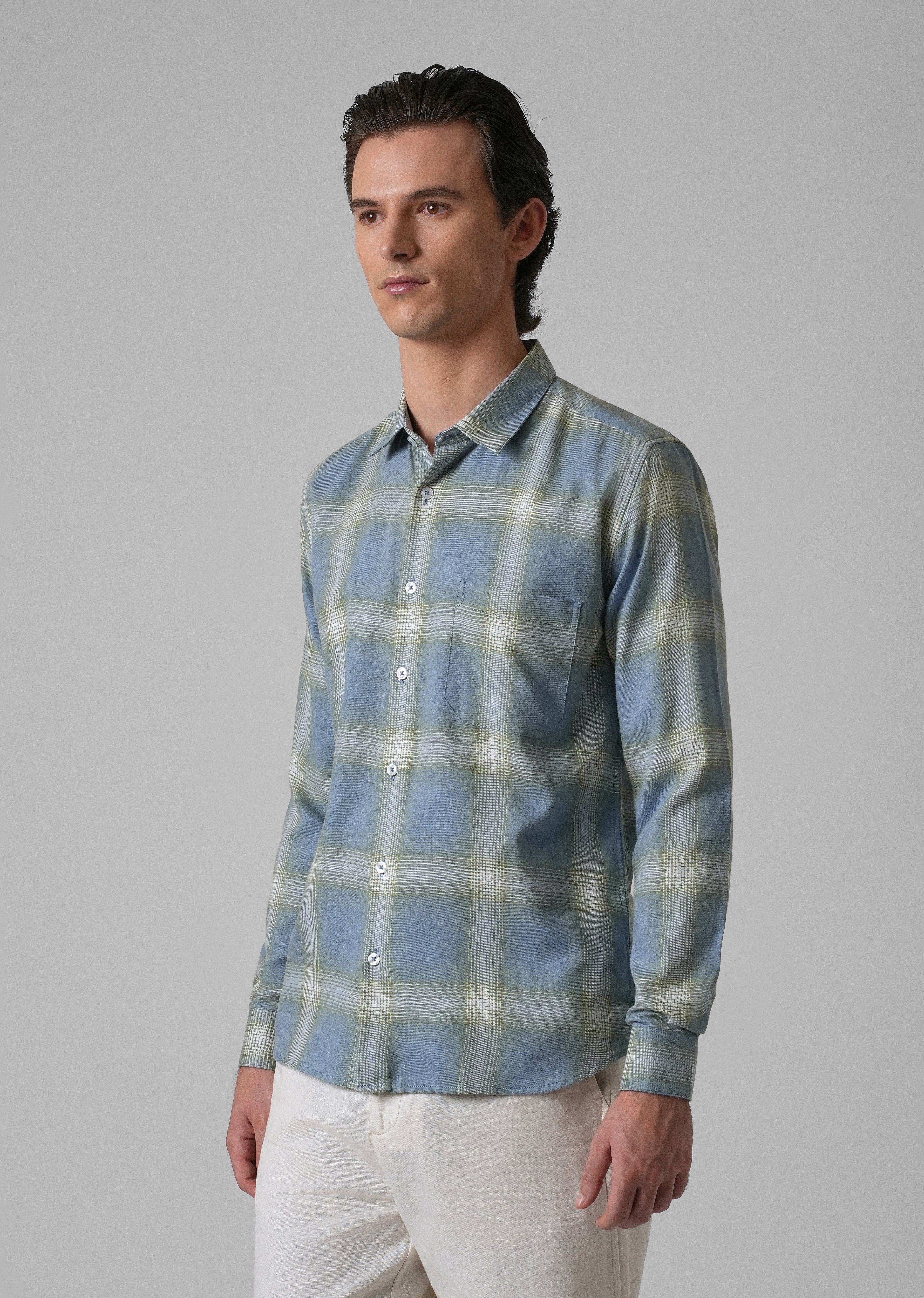 Melange Blue Bonnet Check Shirt - Image 4