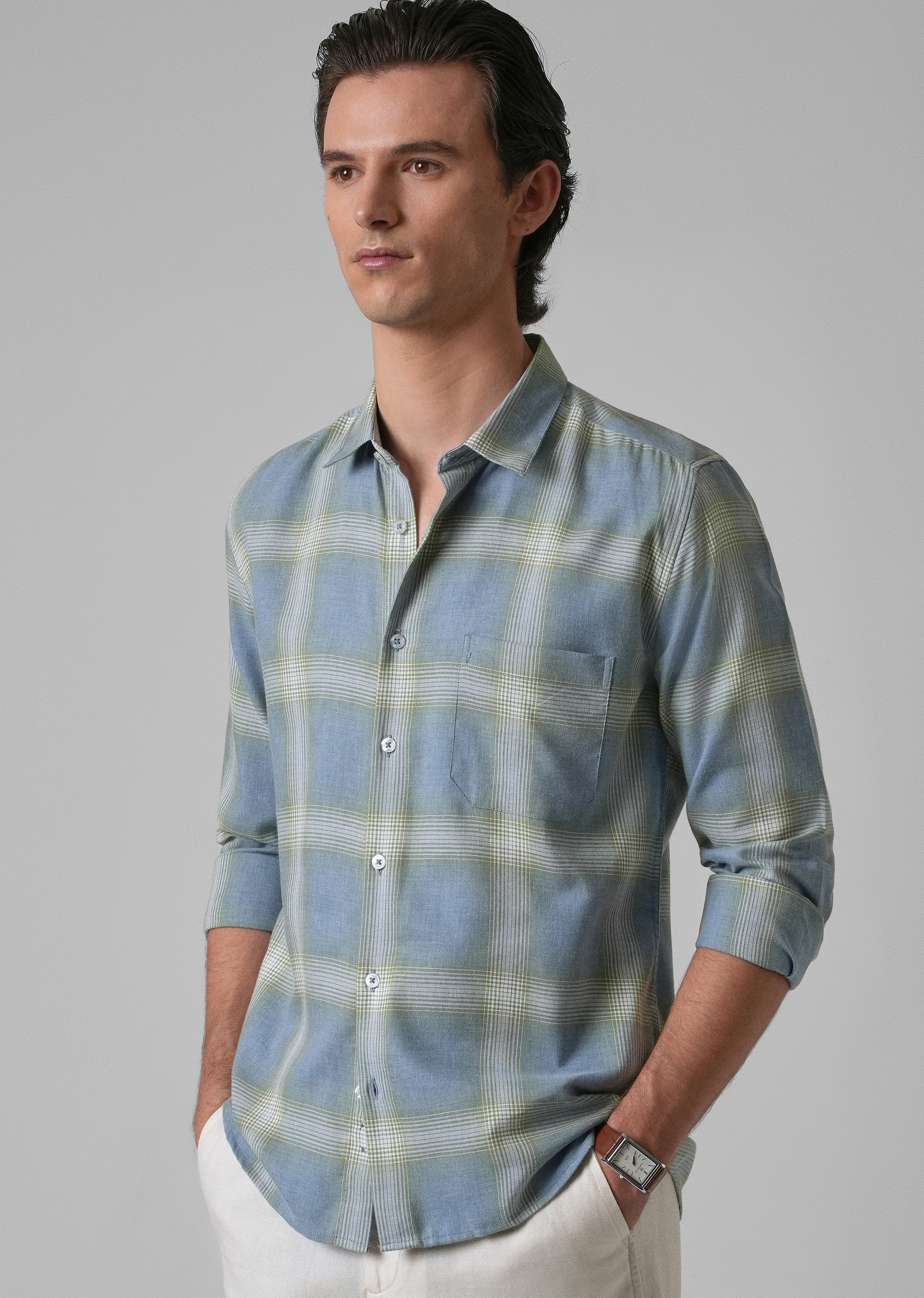 Melange Blue Bonnet Check Shirt - Image 7
