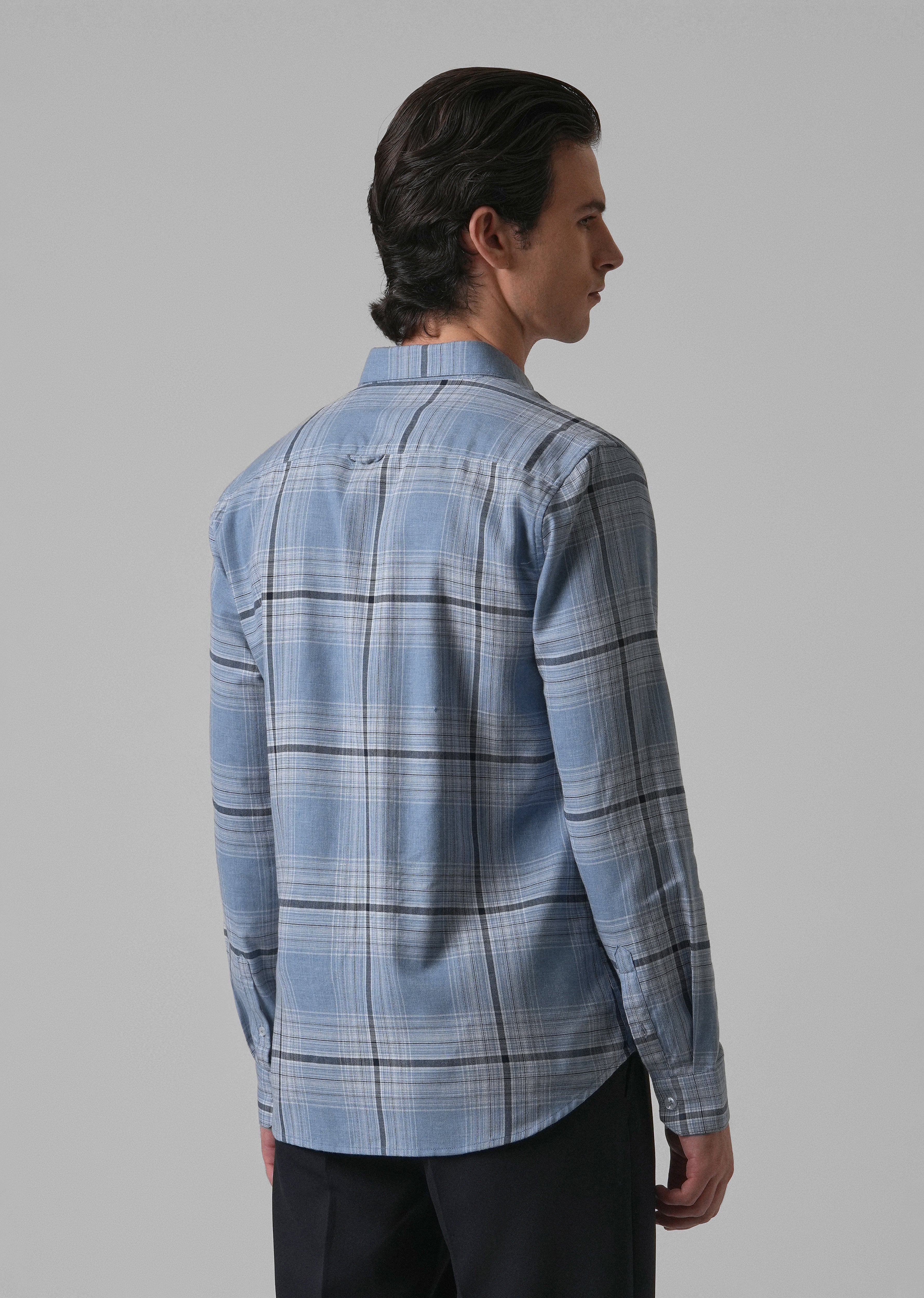 Melange Check Cool Blue Shirt - Image 3