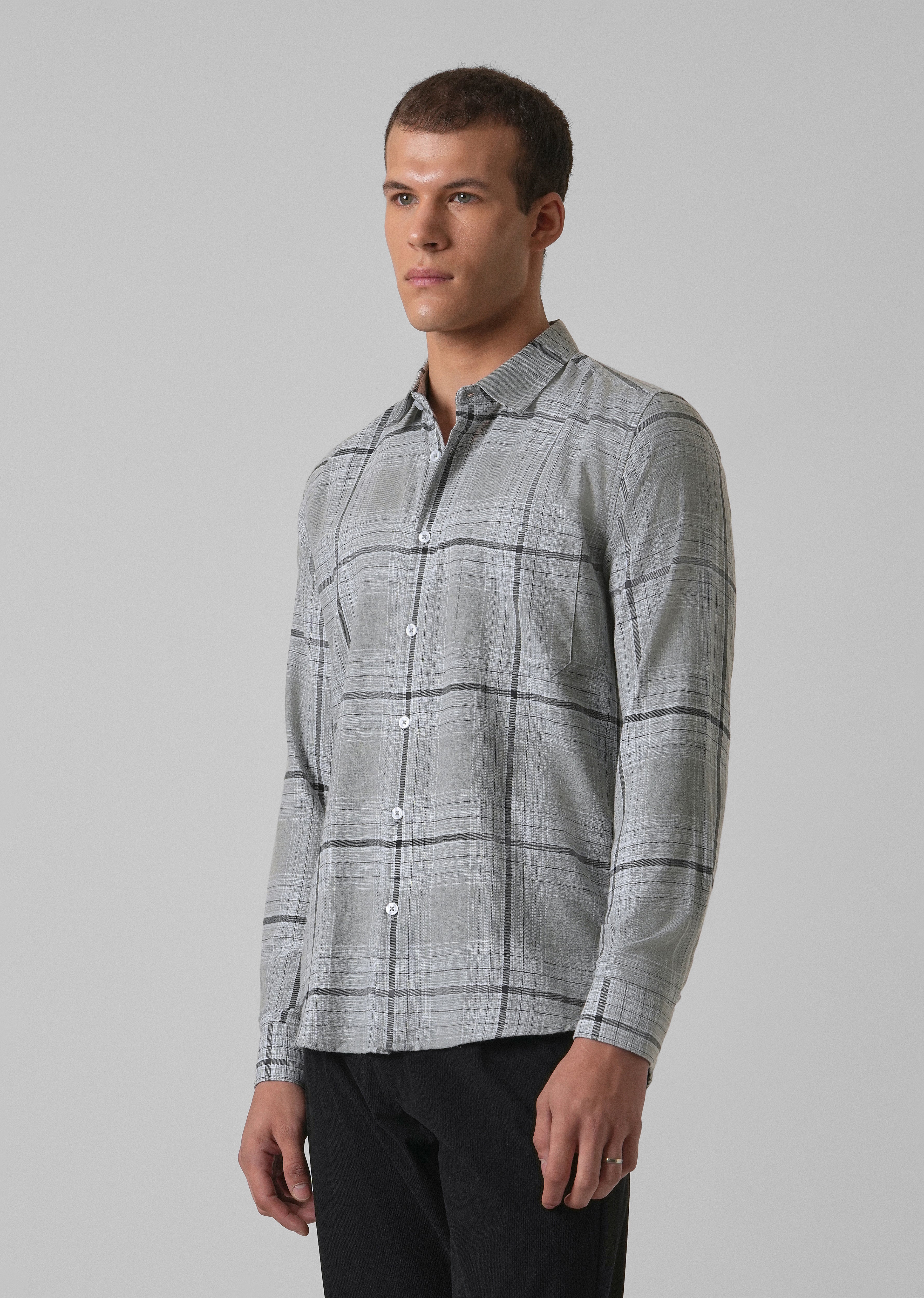 Melange Glacier Grey Check Shirt - Image 5