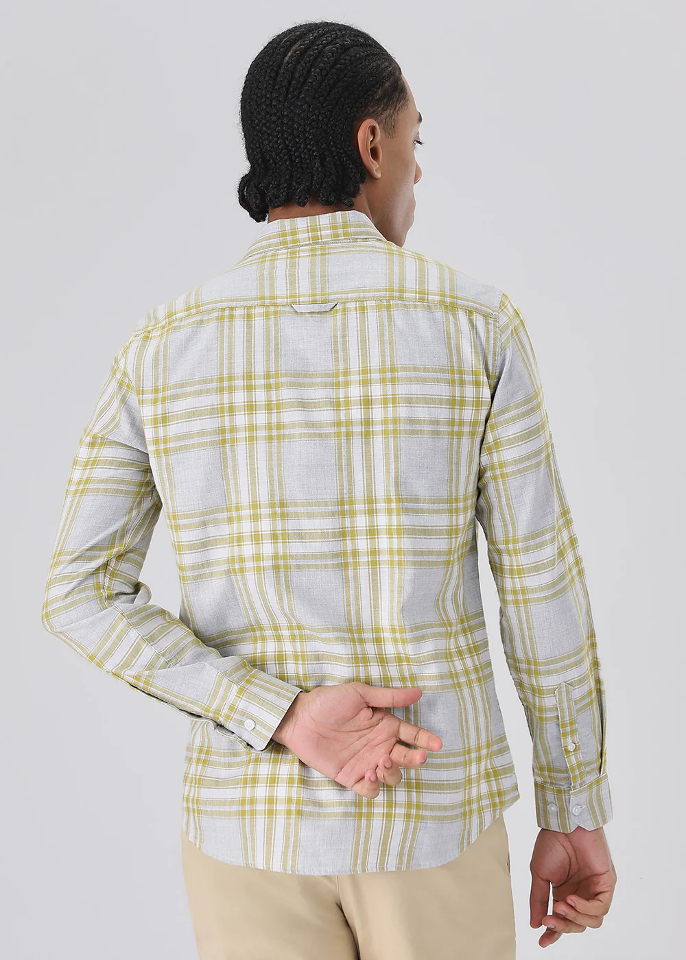Melange Lime Green Check Shirt - Image 5