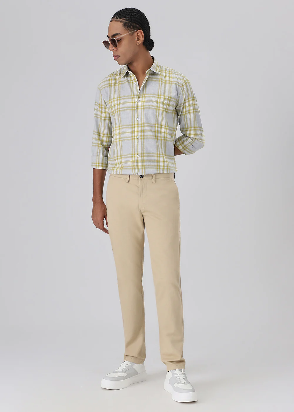 Melange Lime Green Check Shirt - Image 6