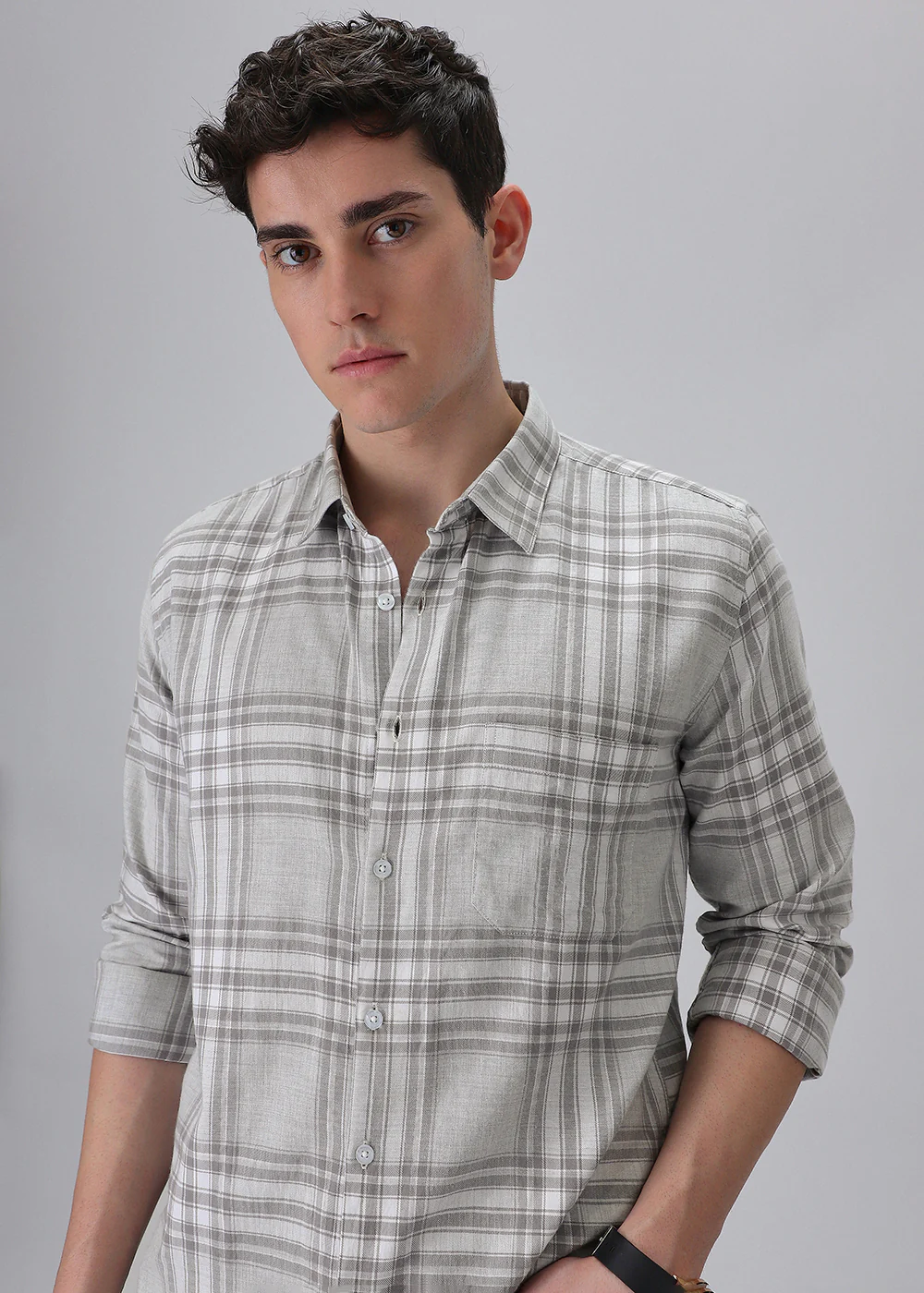 Melange Moon Grey Check Shirt - Image 2