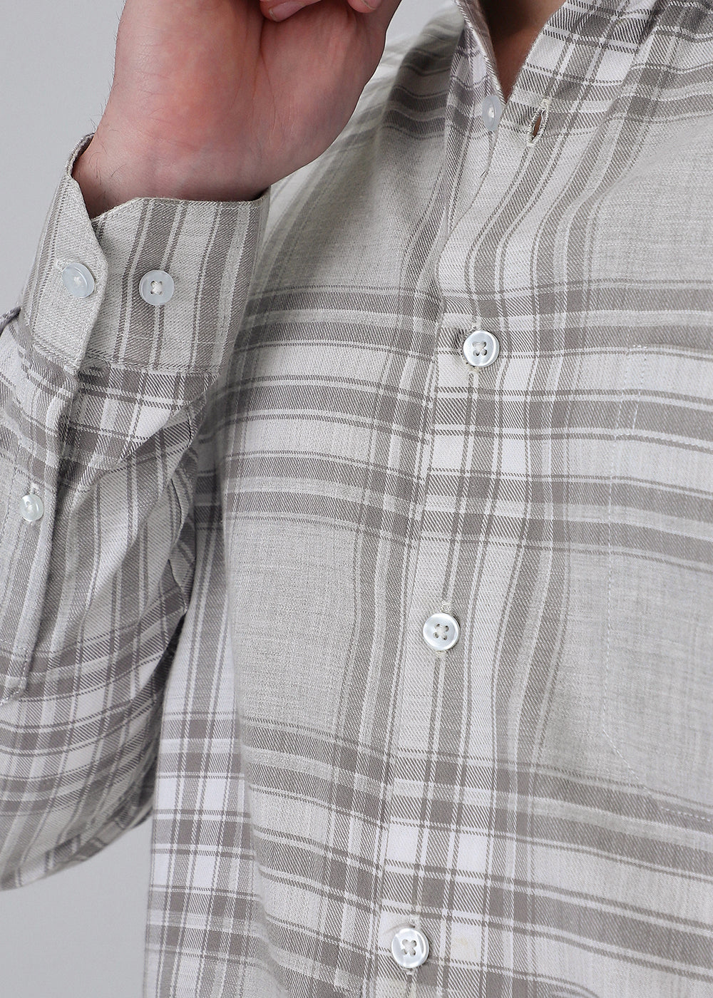 Melange Moon Grey Check Shirt - Image 5