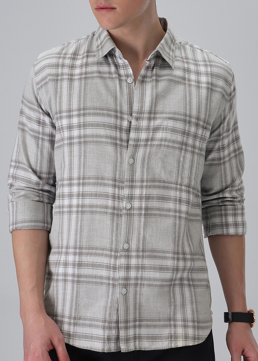 Melange Moon Grey Check Shirt - Image 7