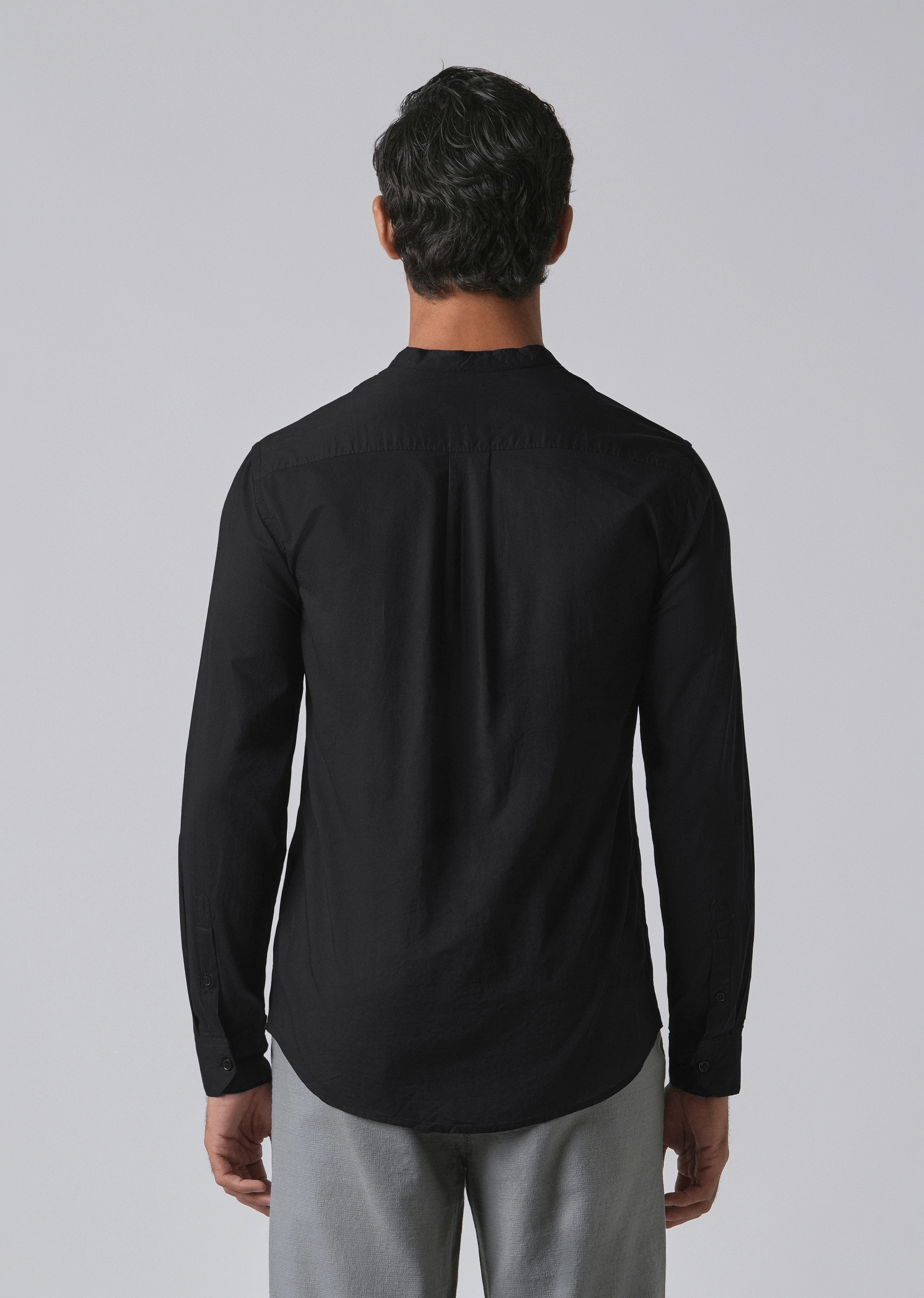 Meredian Black Plain Cotton Shirt - Image 2