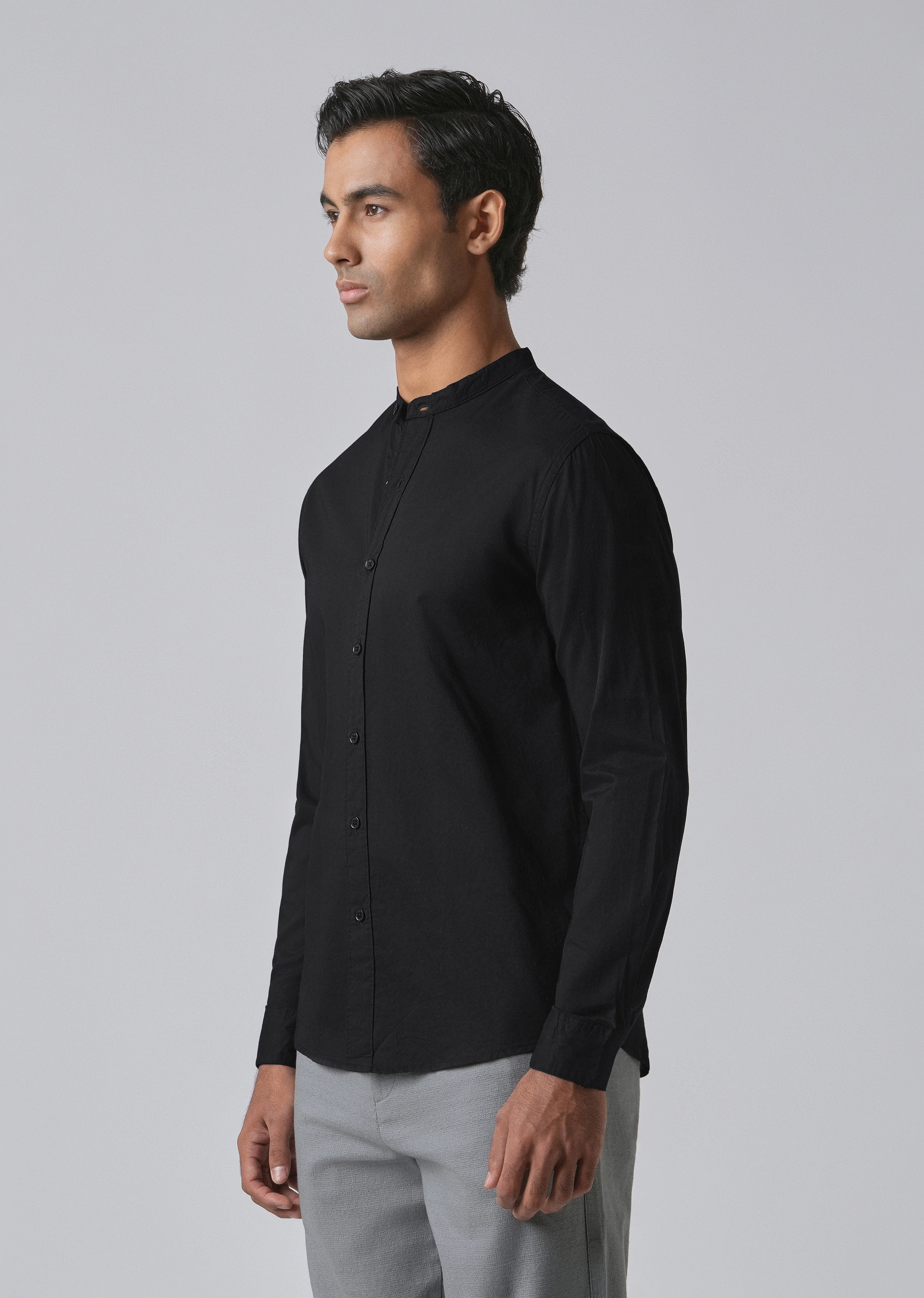 Meredian Black Plain Cotton Shirt - Image 4