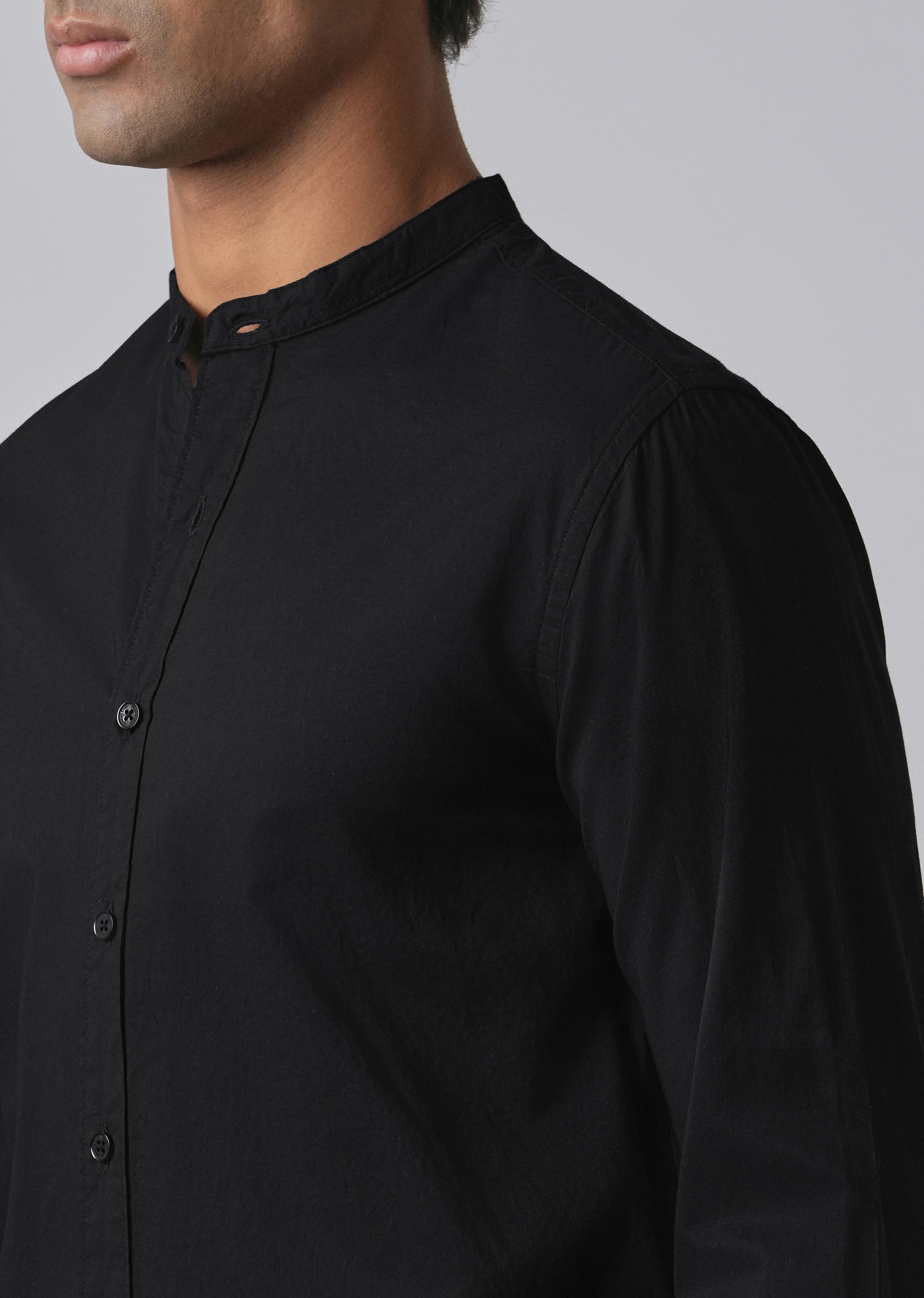 Meredian Black Plain Cotton Shirt - Image 5