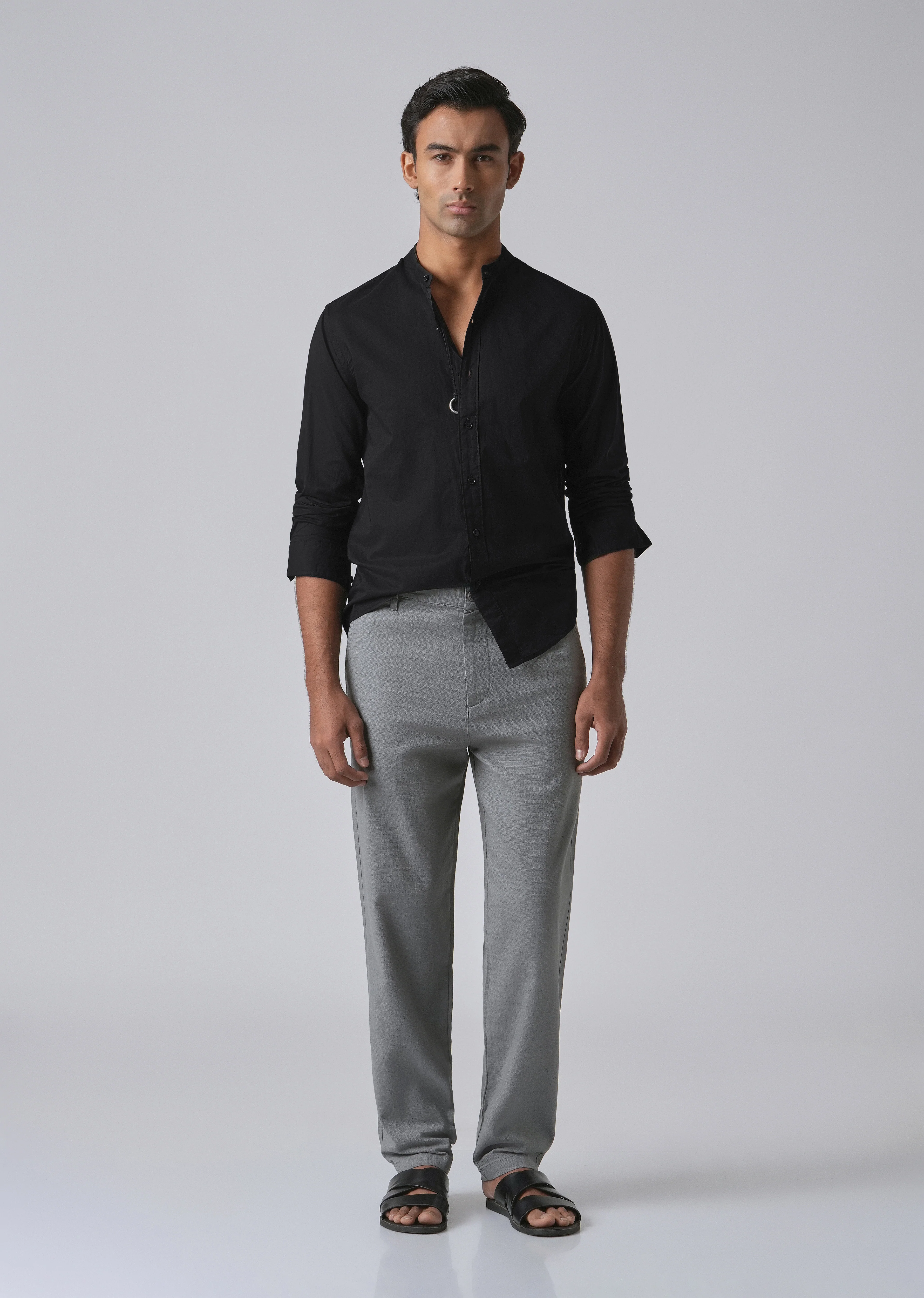 Meredian Black Plain Cotton Shirt - Image 6