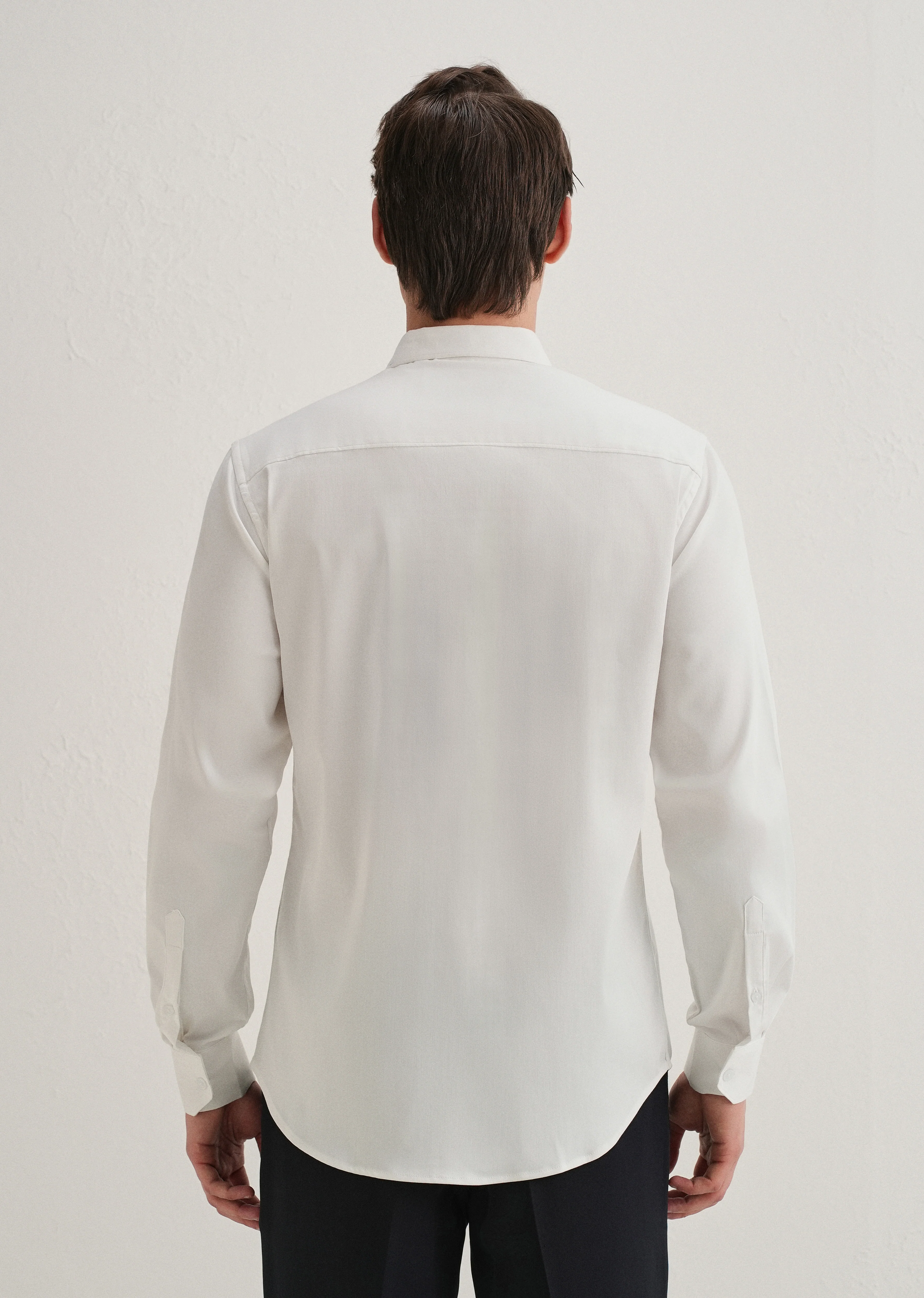 Metallic Bird Brooch White Designer Shirt - Image 2