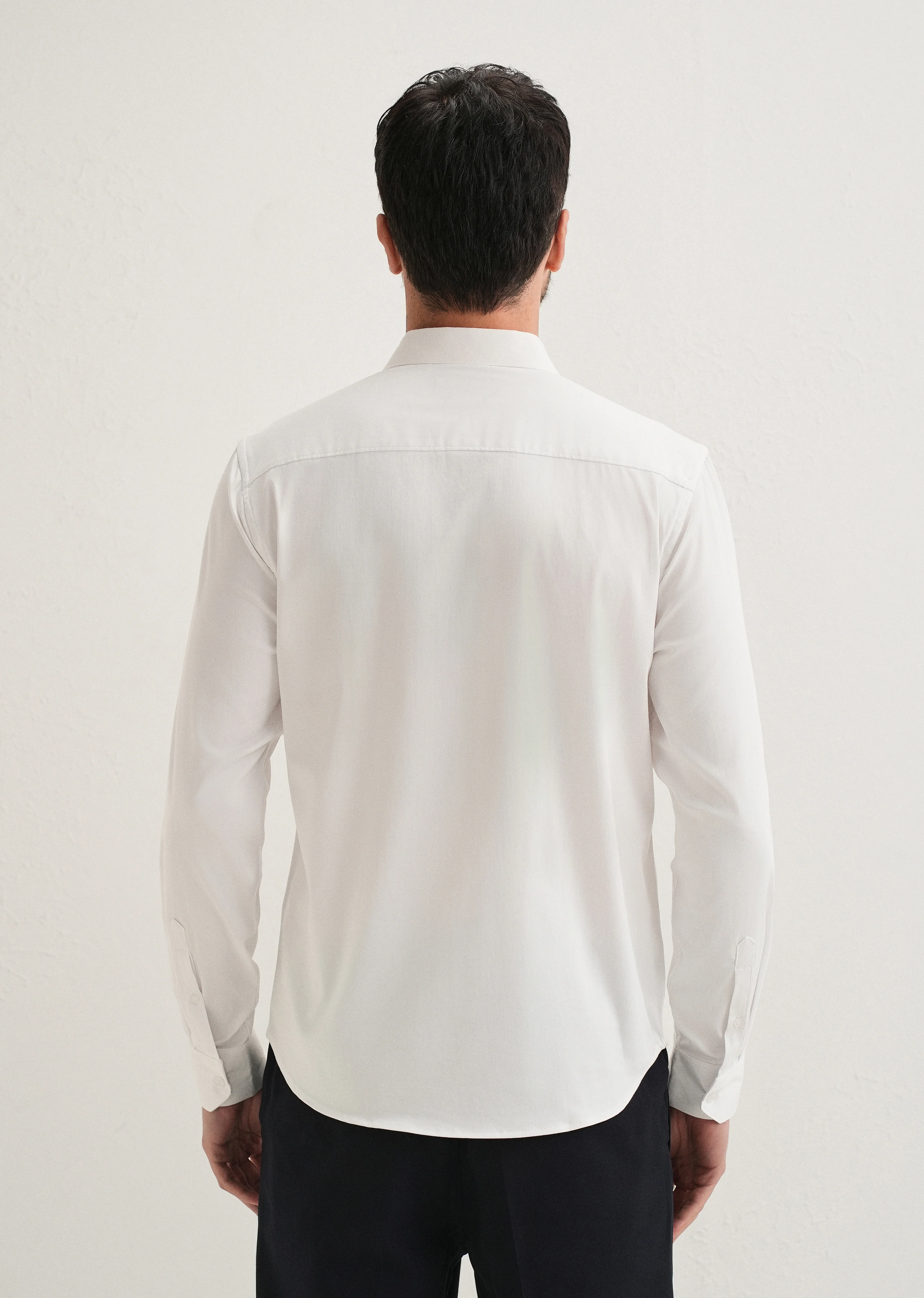 Metallic Chain Brooch White Designer Shirt - Image 3