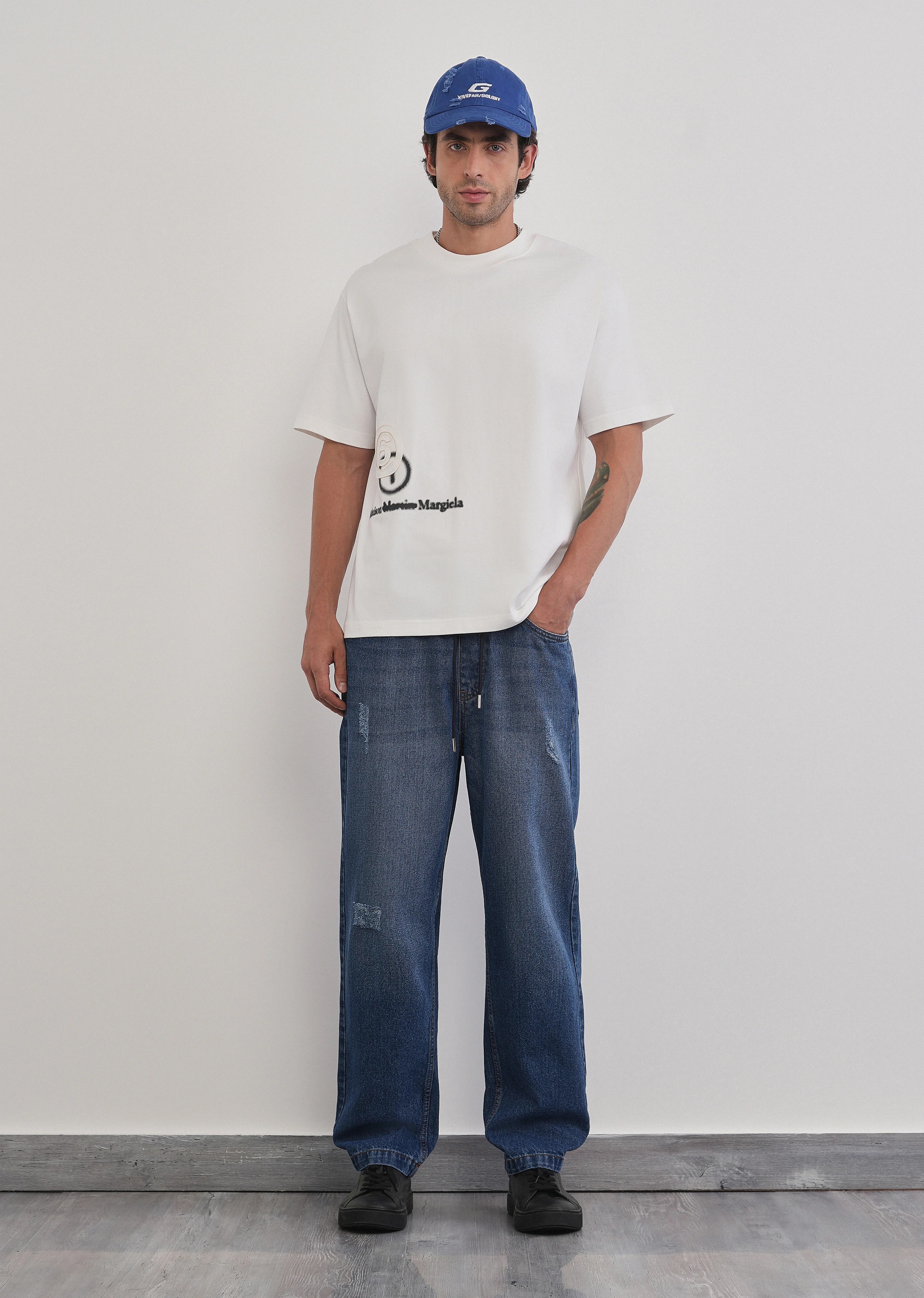 Mid Blue Loose Fit Elasticated Jogger Jeans - Image 6