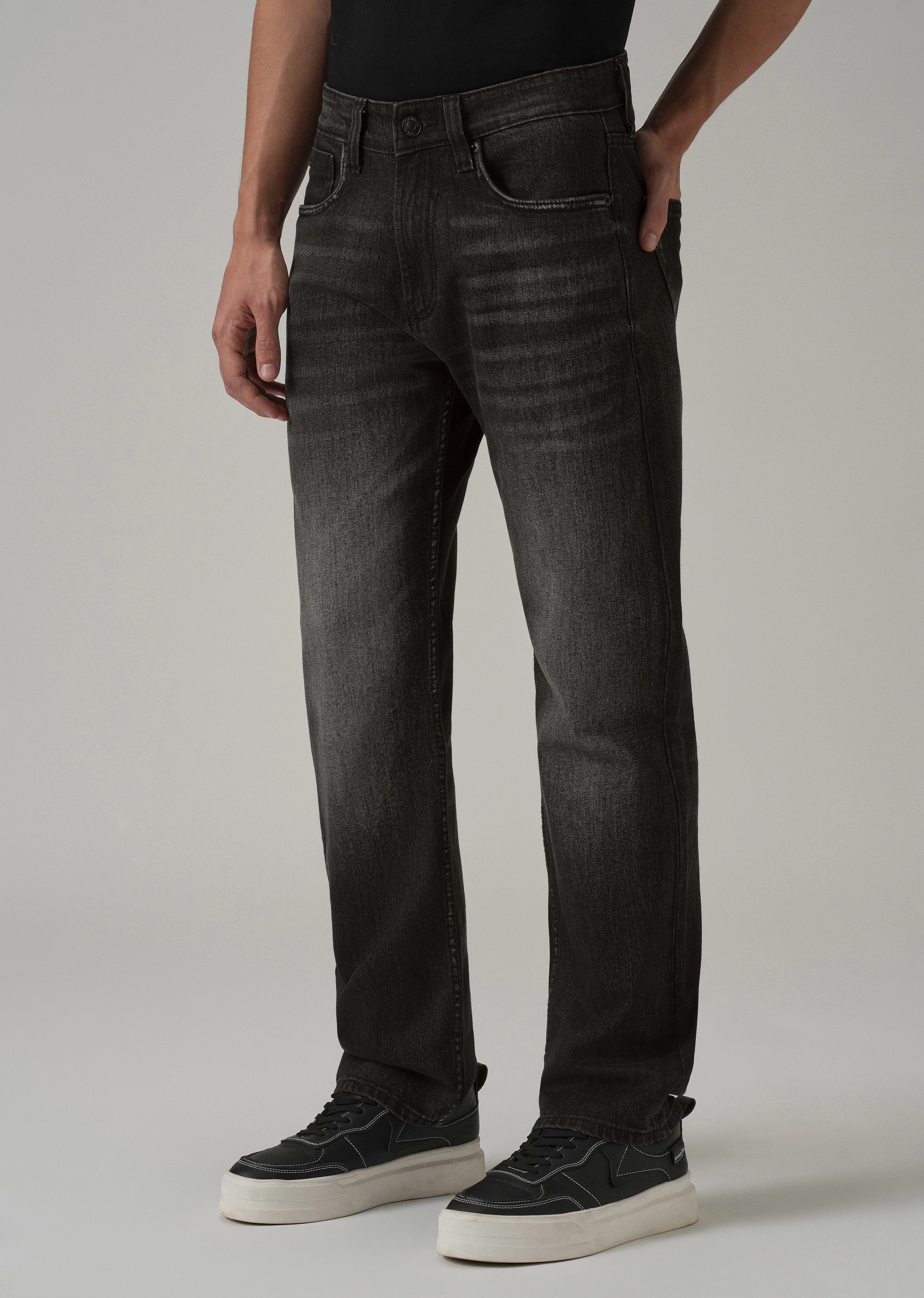 Mid Fade Black Straight Fit Jeans - Image 7