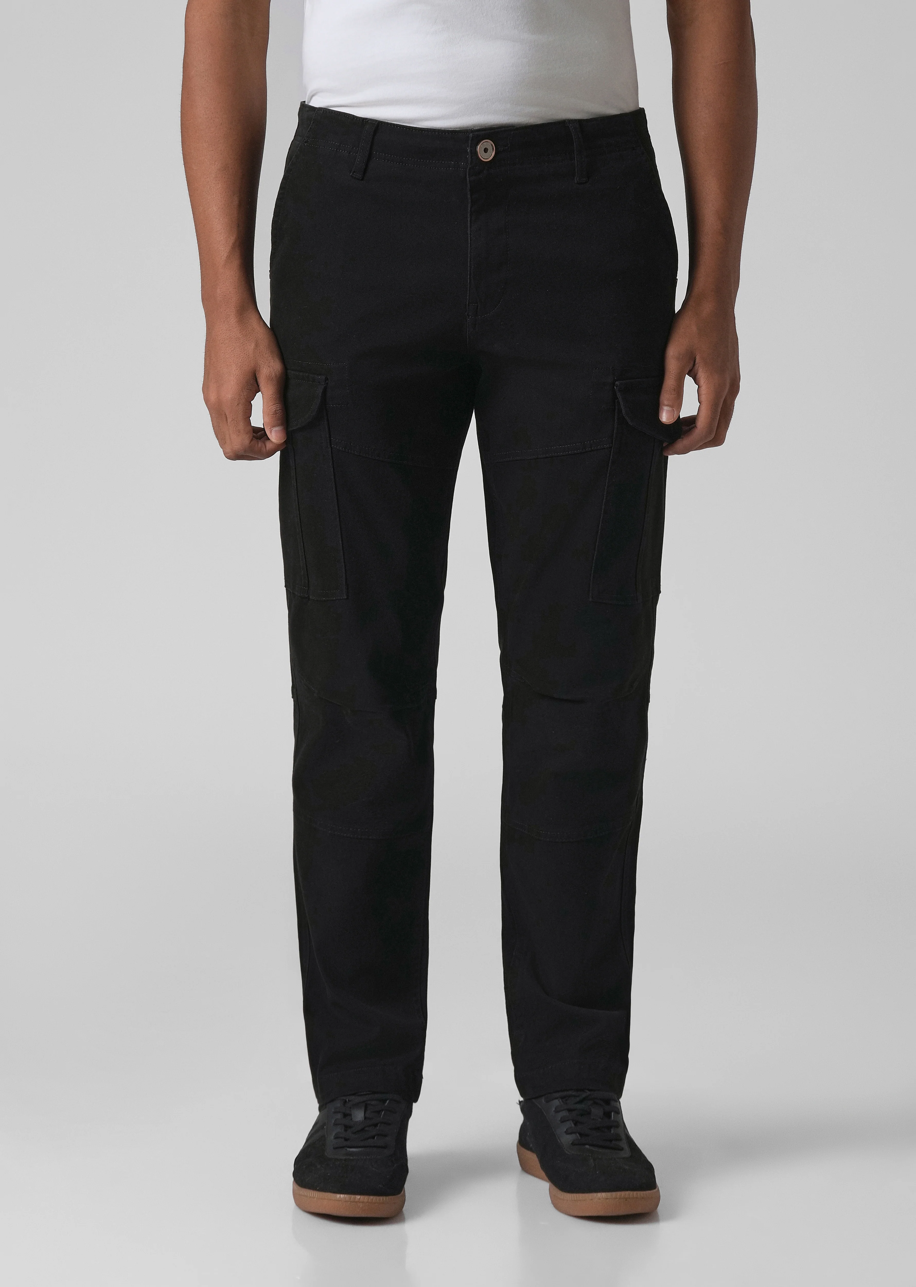 Midnight Black Regular Fit Cargo Pant - Image 3
