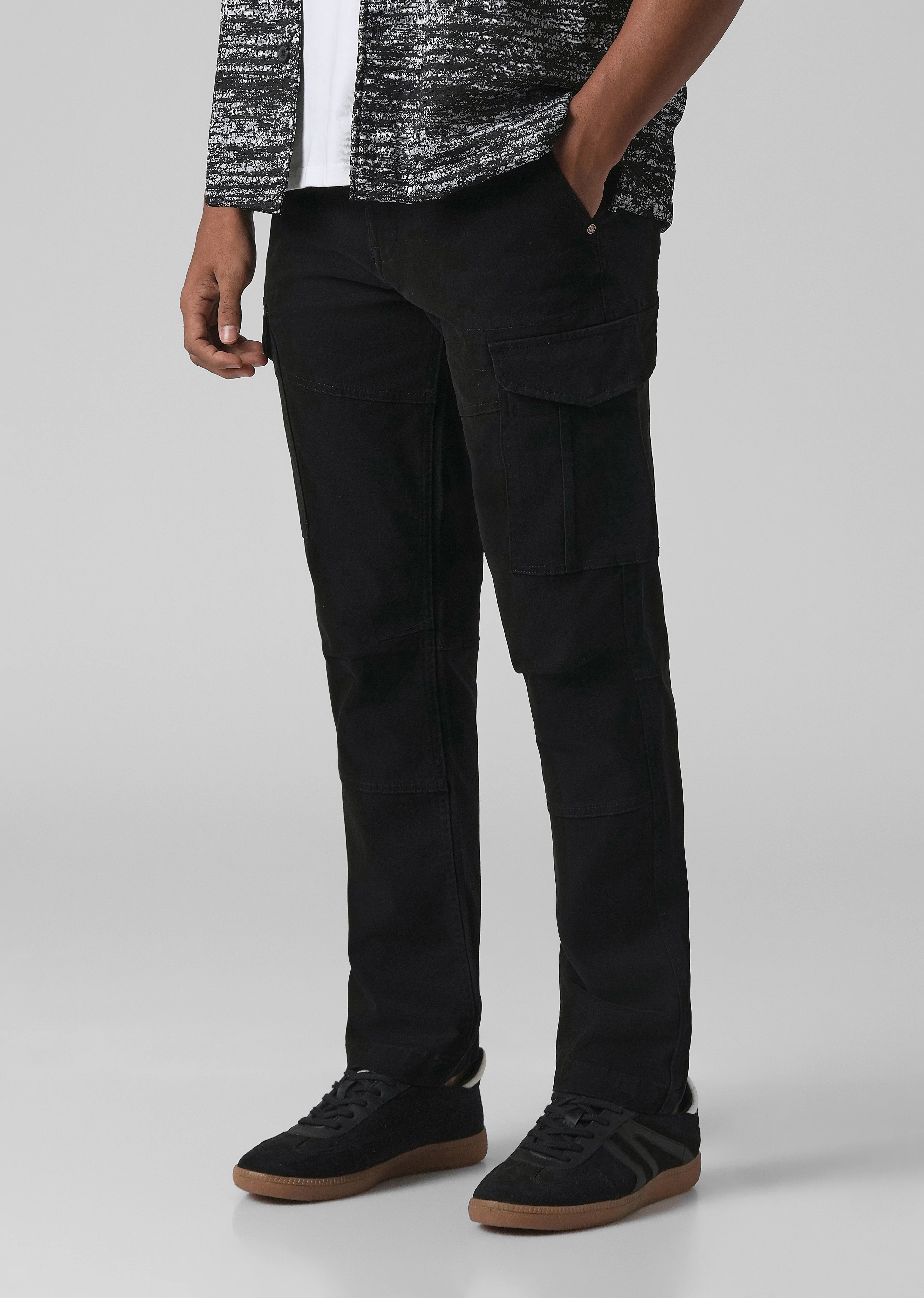Midnight Black Regular Fit Cargo Pant - Image 7