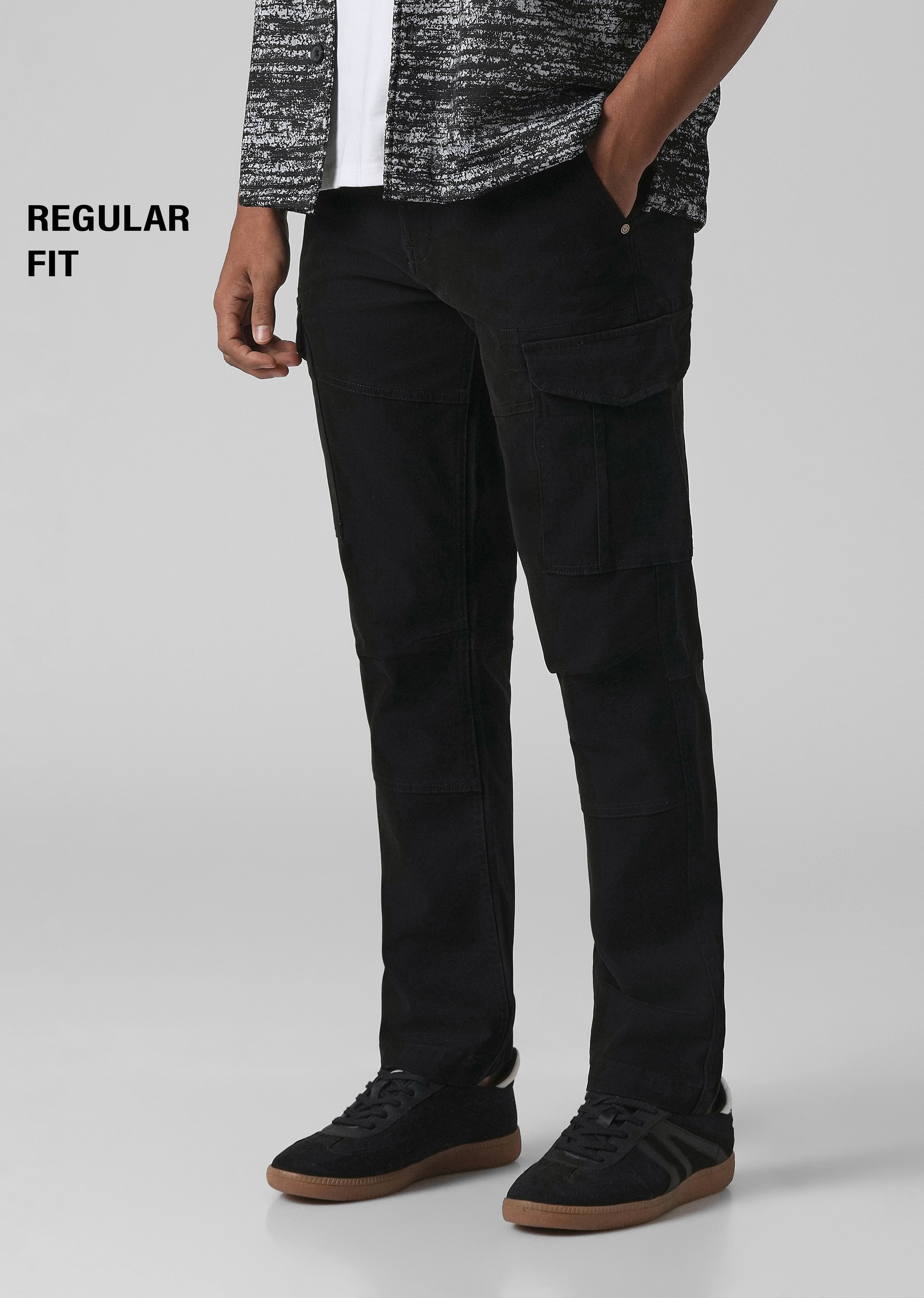 Midnight Black Regular Fit Cargo Pant - Image 8