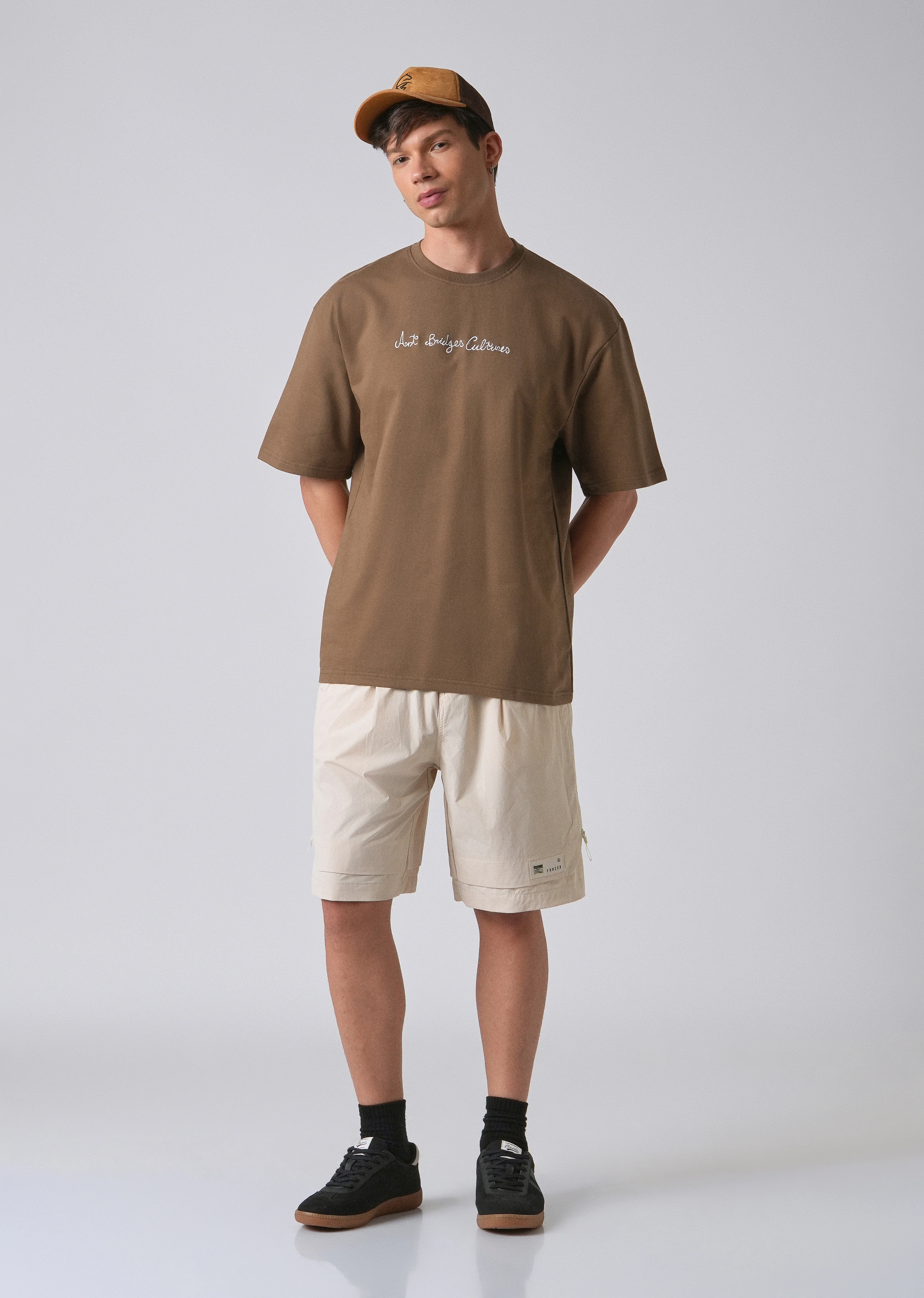 Minimalist Print Brown Oversized T-shirt - Image 6