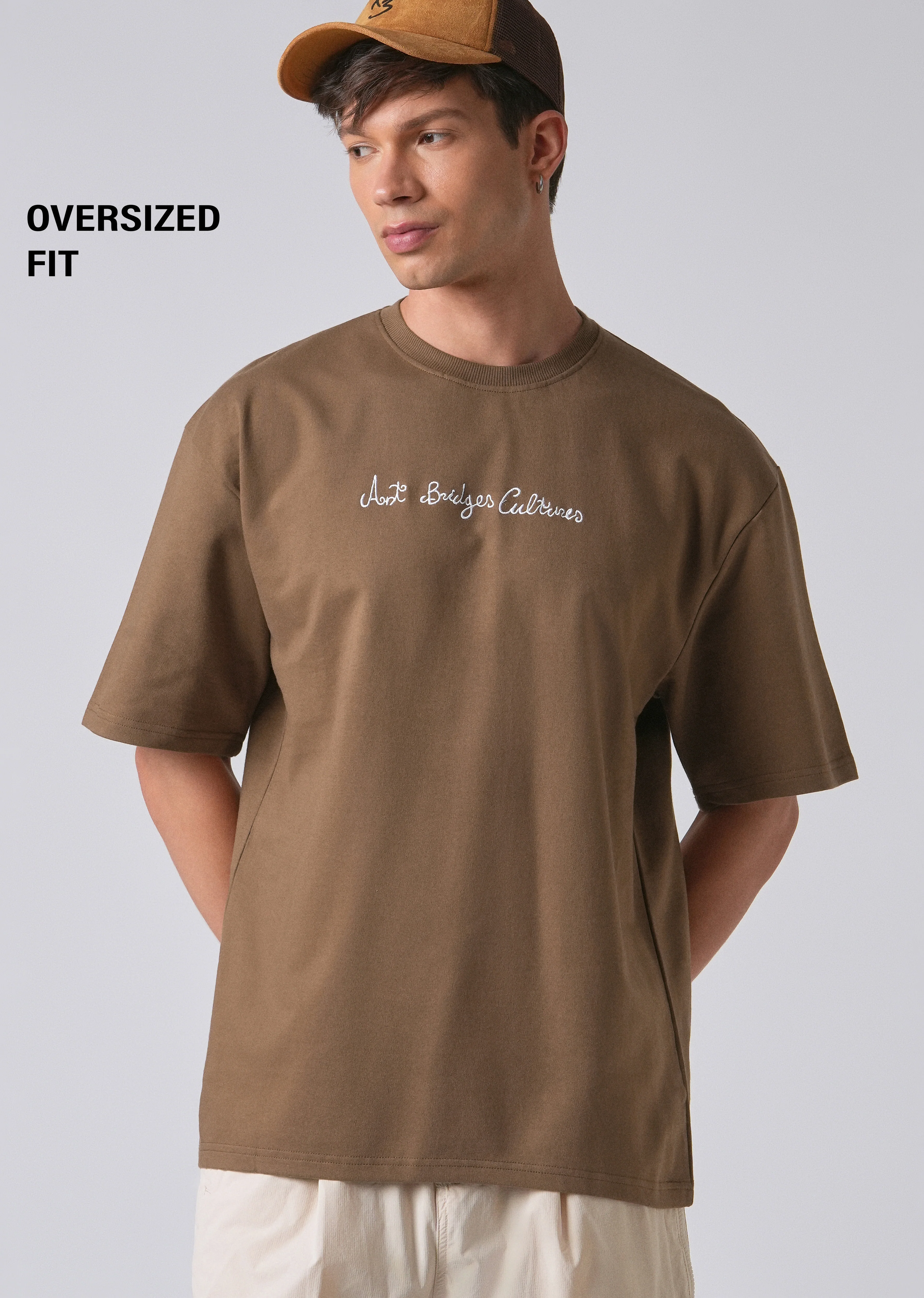 Minimalist Print Brown Oversized T-shirt - Image 7