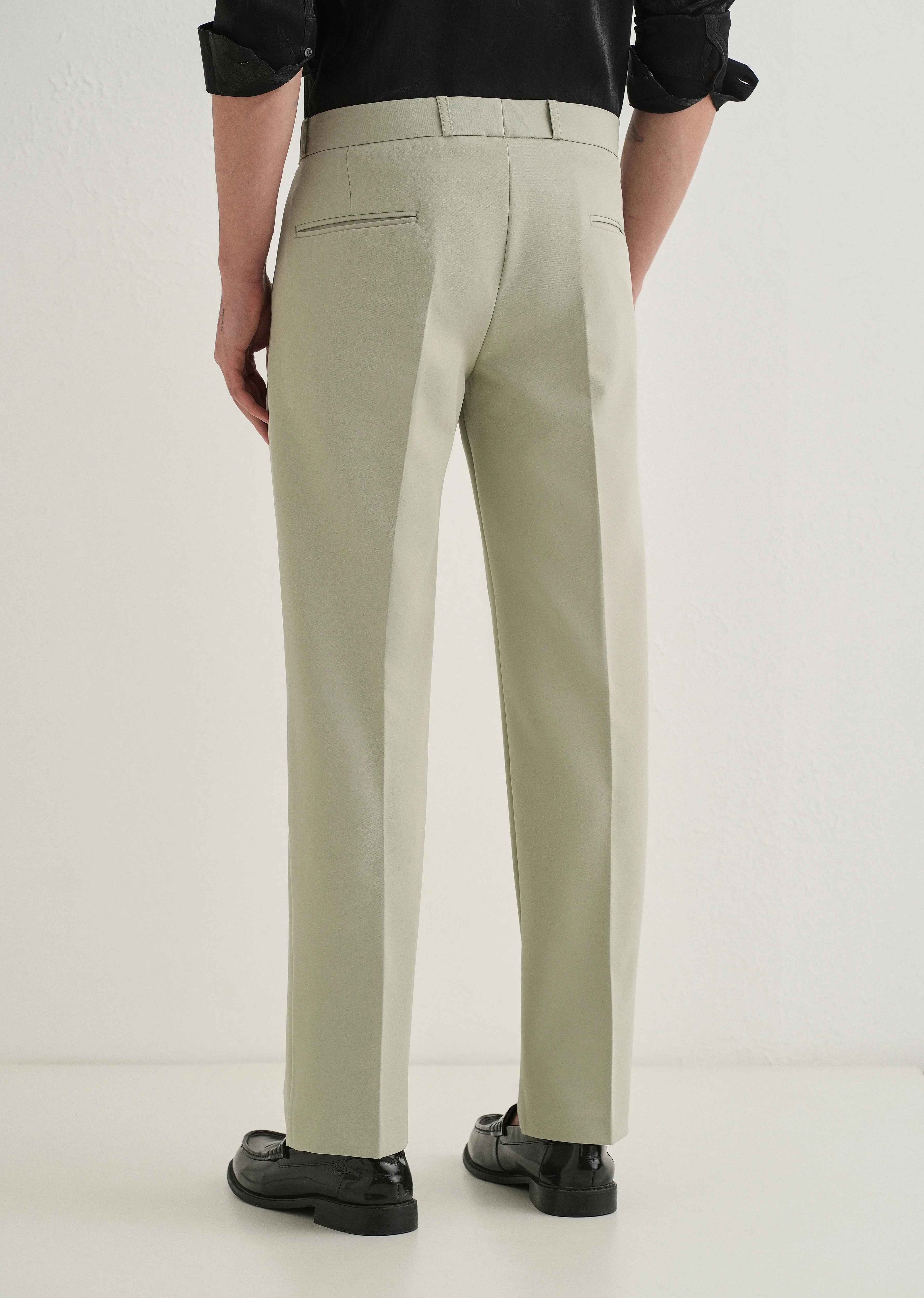 Mint Green Button-Tab Pleat Trouser - Image 2